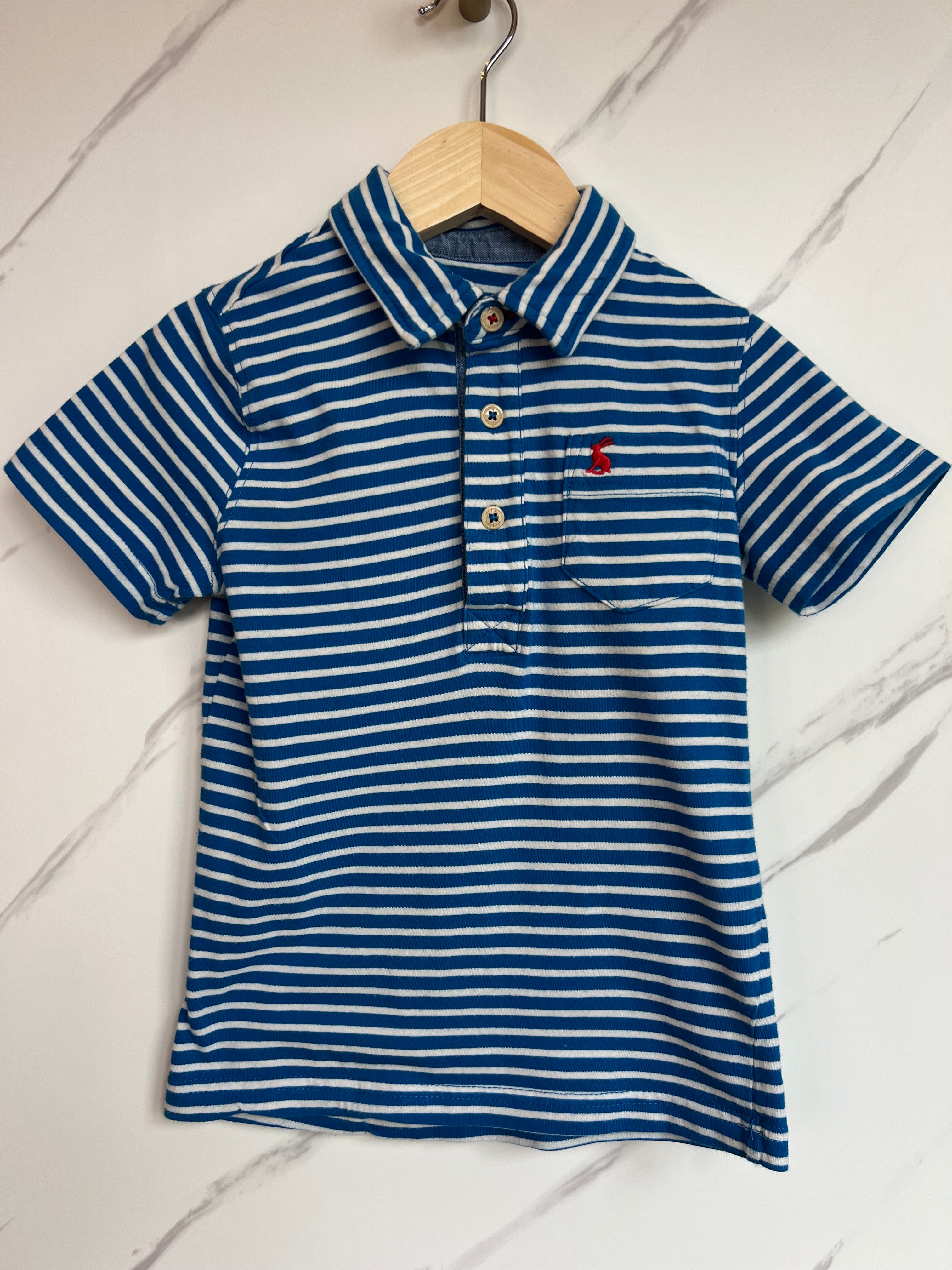 Joules Blue Striped Polo Shirt Age 5 Years