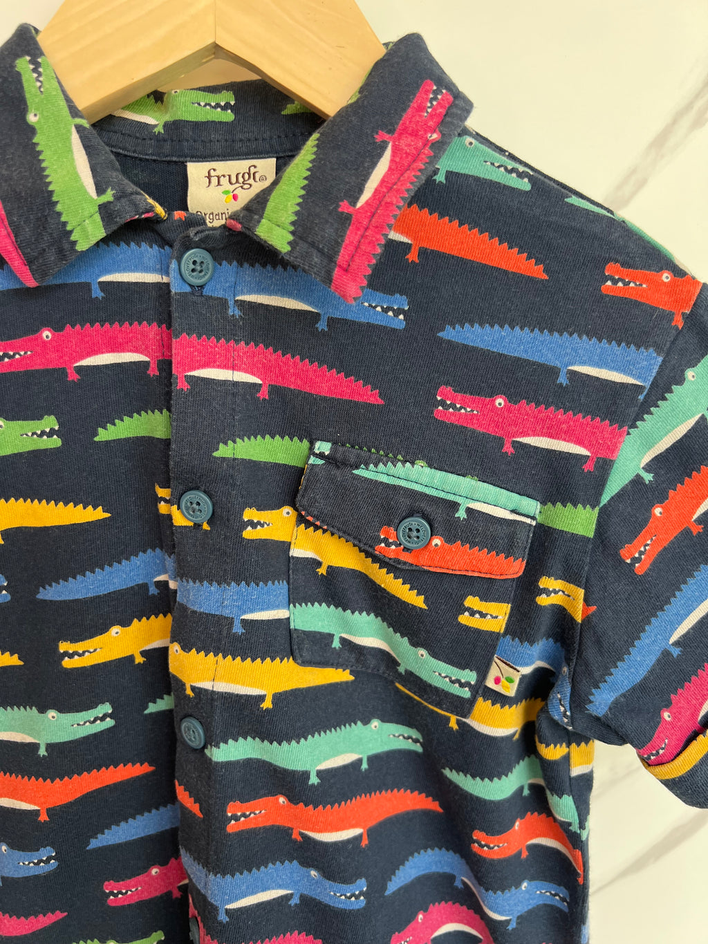 Frugi Navy Crocodile Shirt Age 5-6 Years