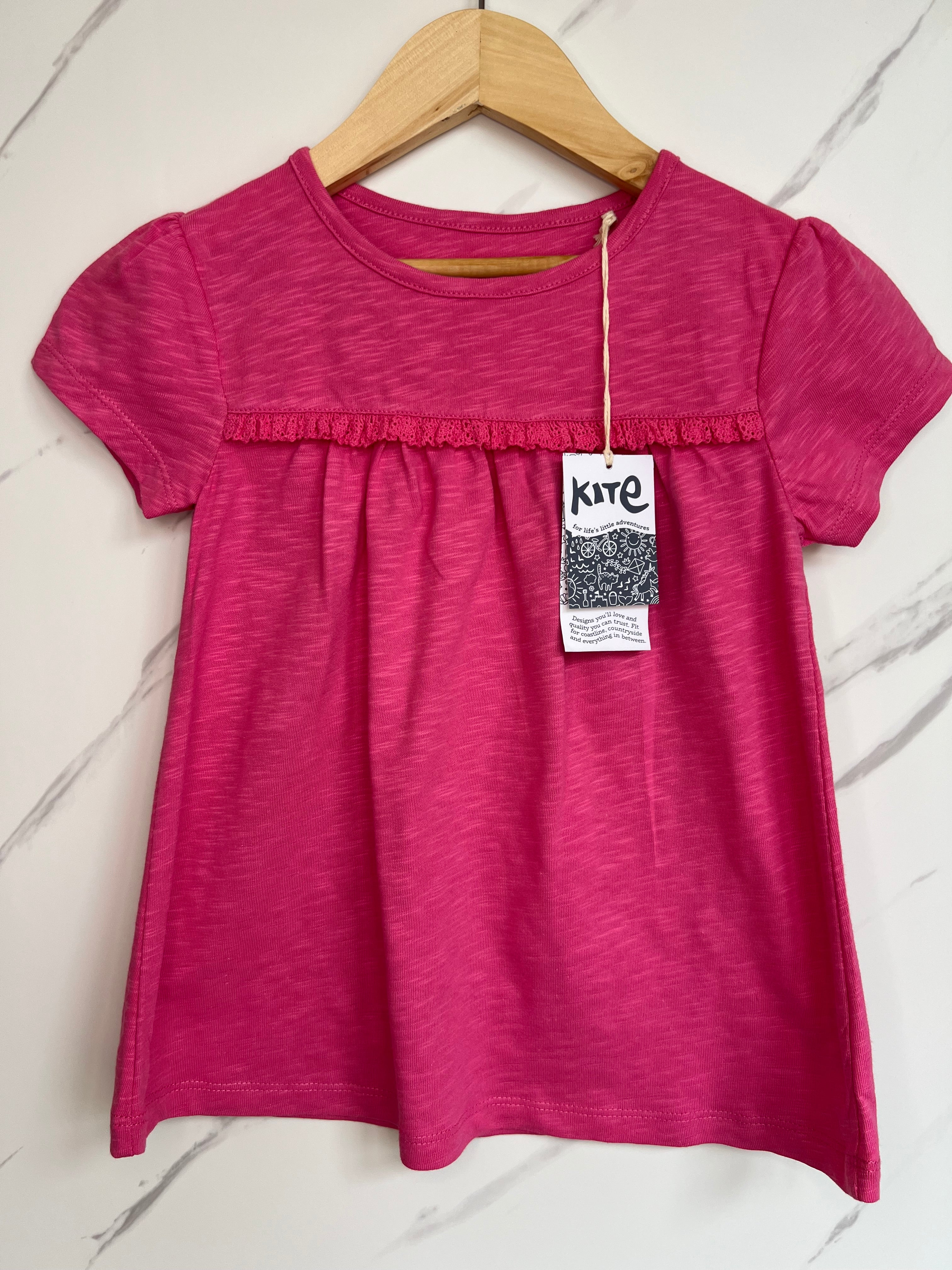 Kite Pink Lace Trim T-Shirt Age 5 Years