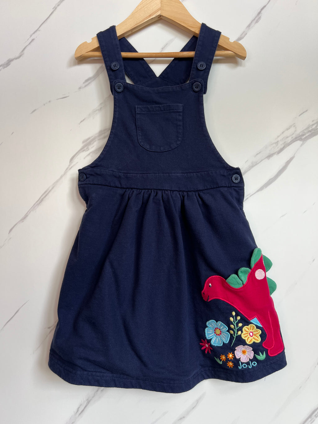 Jojo Maman Bebe Navy Dinosaur Pinafore Age 3-4 Years