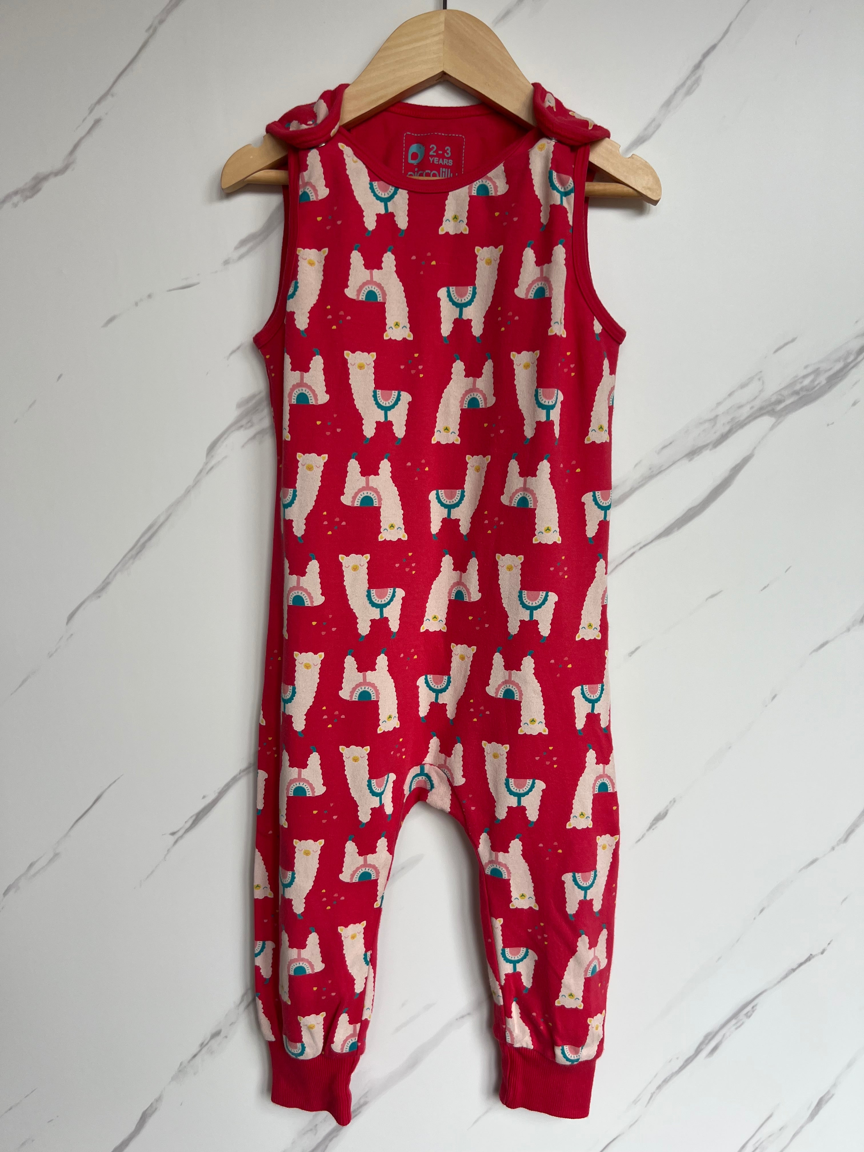 Piccalilly Pink Llama Dungarees Age 2-3 Years
