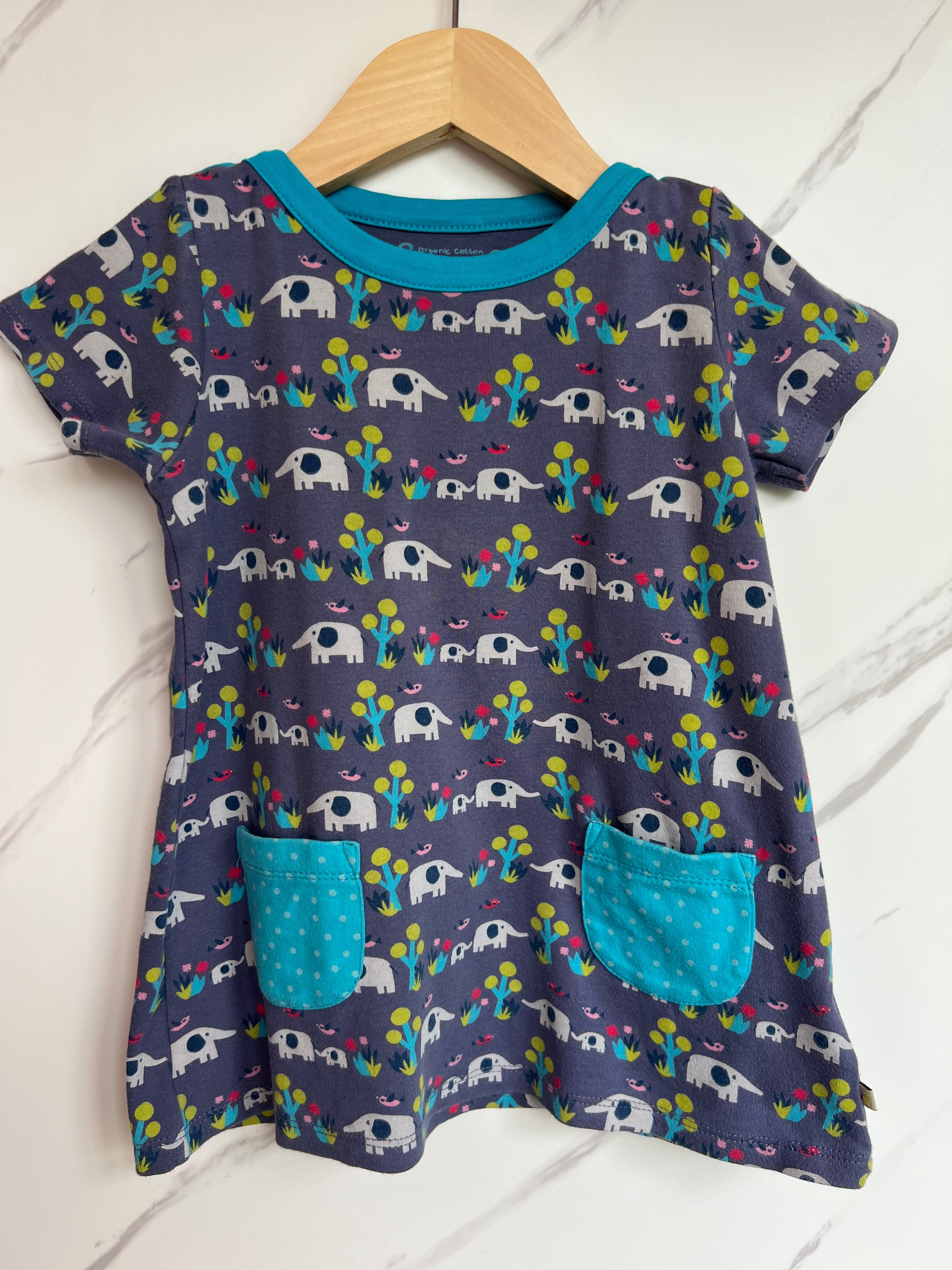 Frugi Grey Elephant Tunic Dress Age 2-3 Years