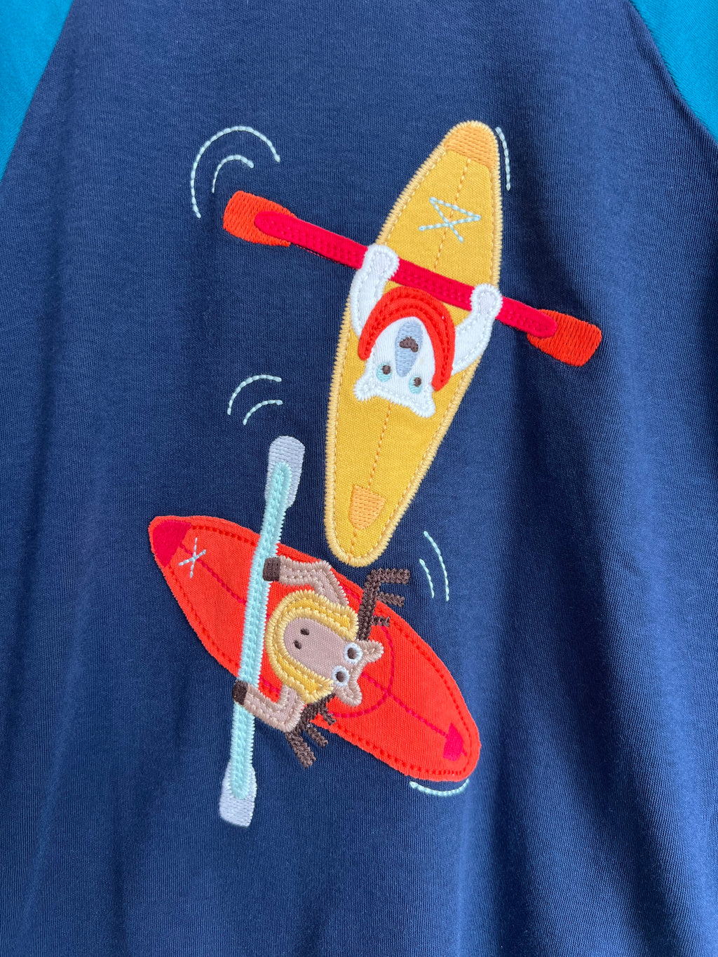 Frugi Navy & Teal Canoes Long Sleeved Top Age 6-7 Years
