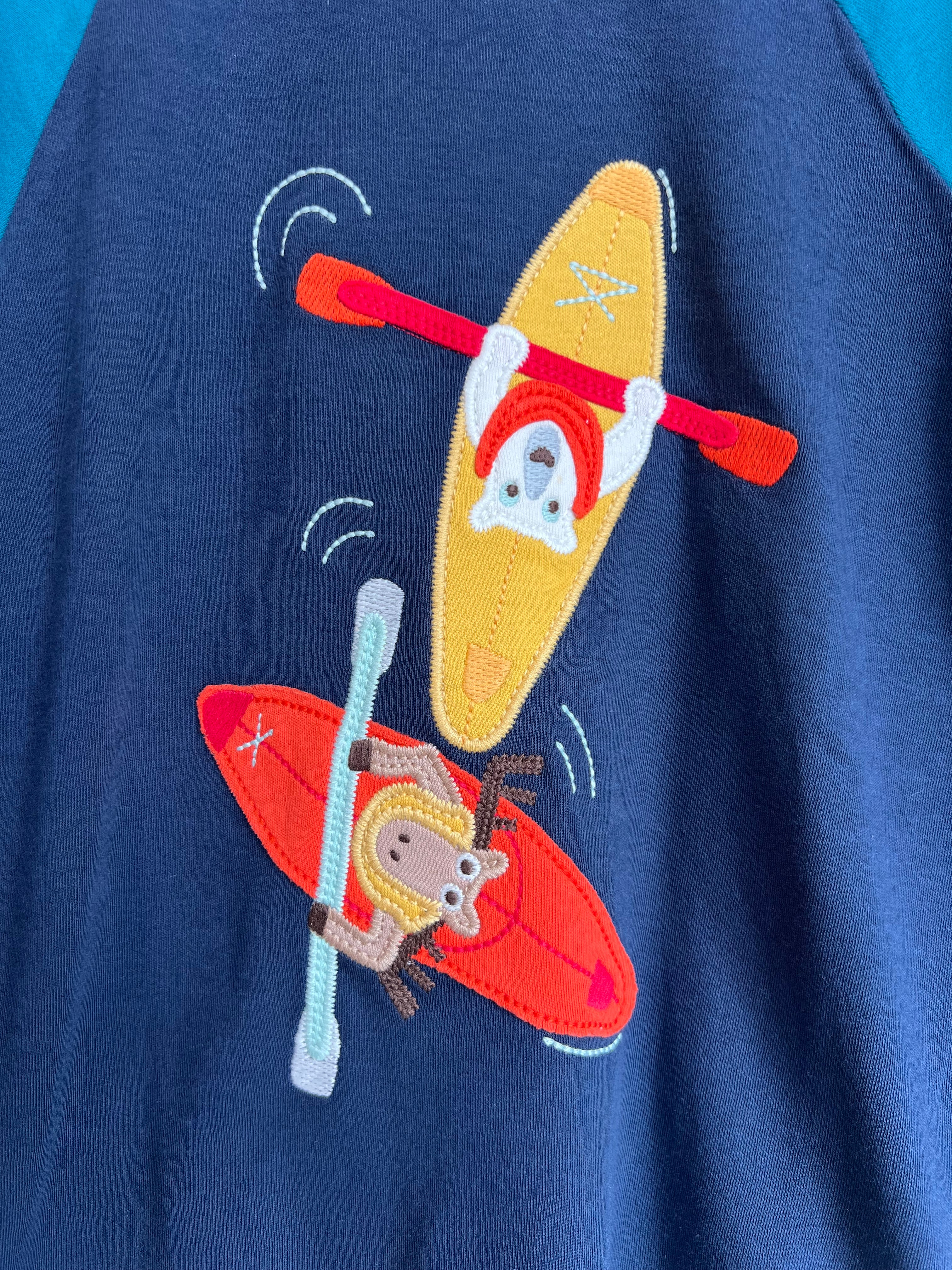 Frugi Navy & Teal Canoes Long Sleeved Top Age 6-7 Years