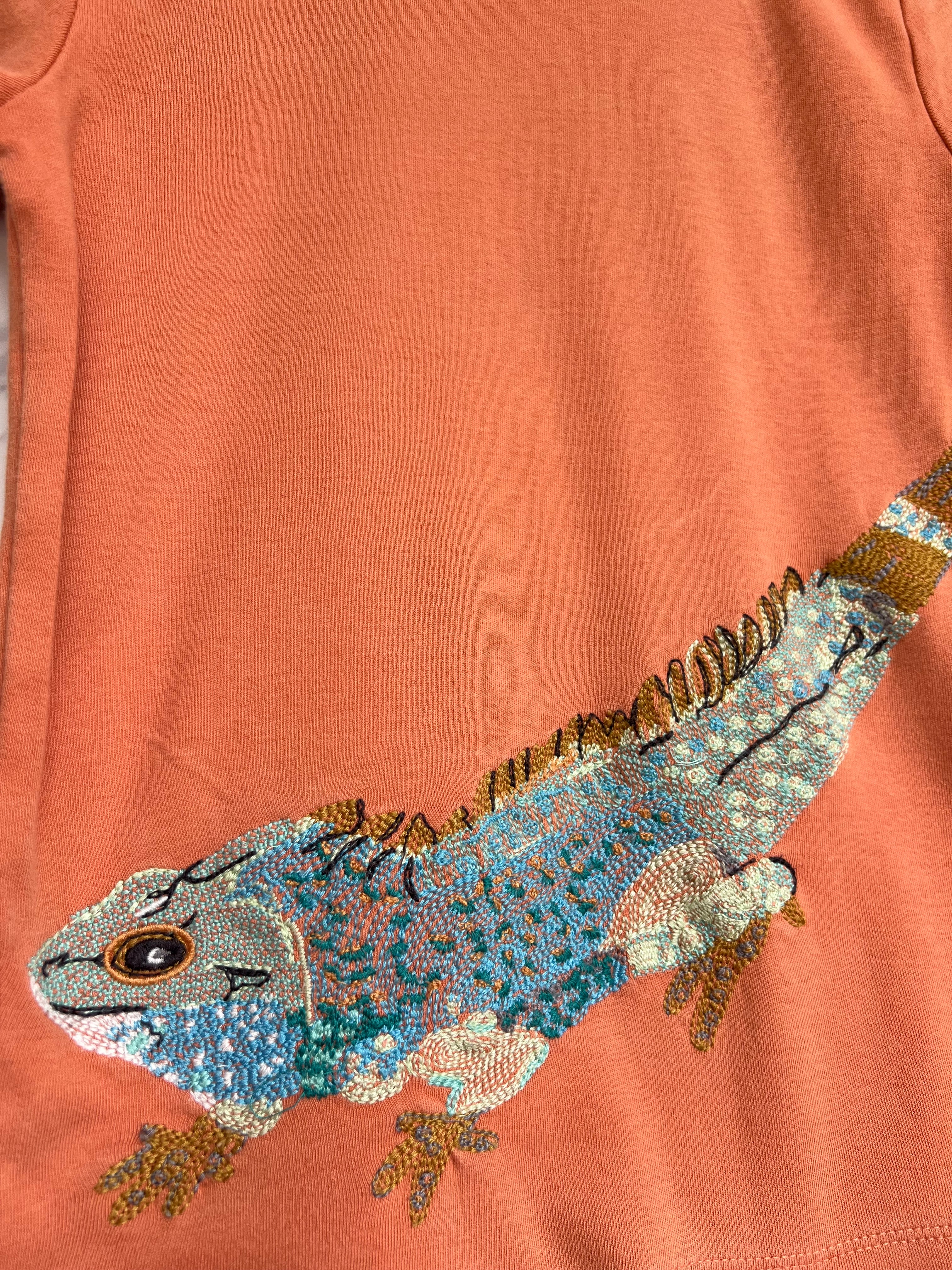 Frugi Orange Iguana T-Shirt Age 6-7 Years