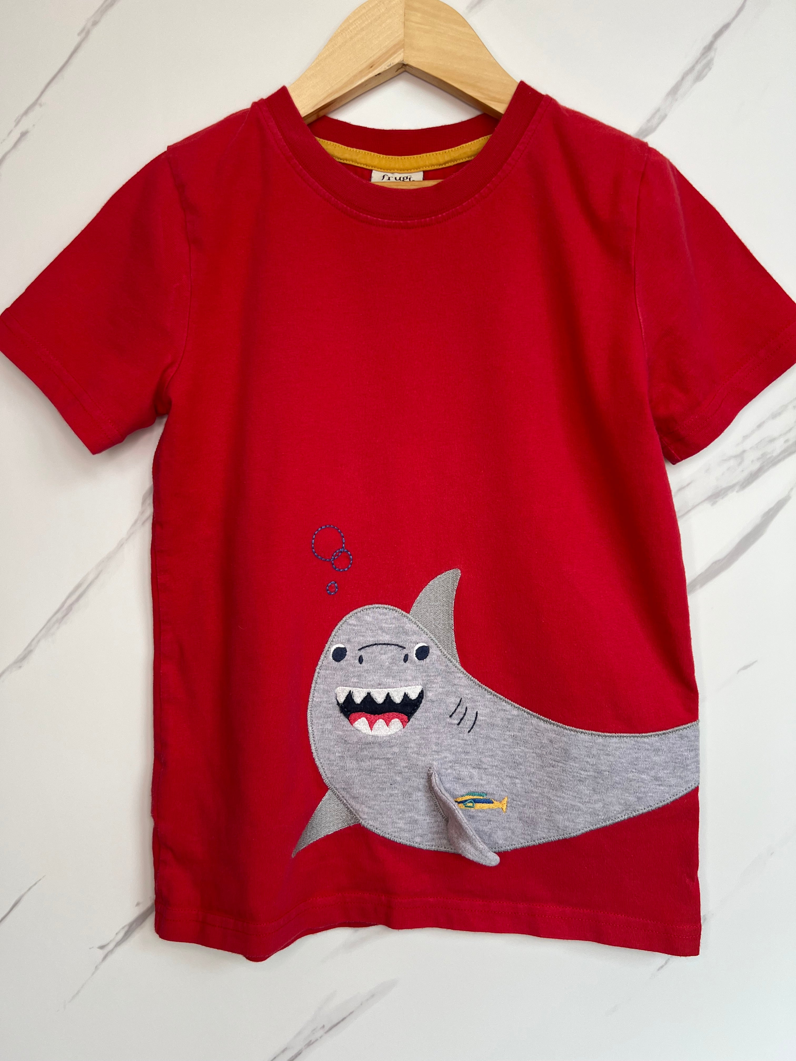 Frugi Red Shark T-Shirt Age 8-9 Years