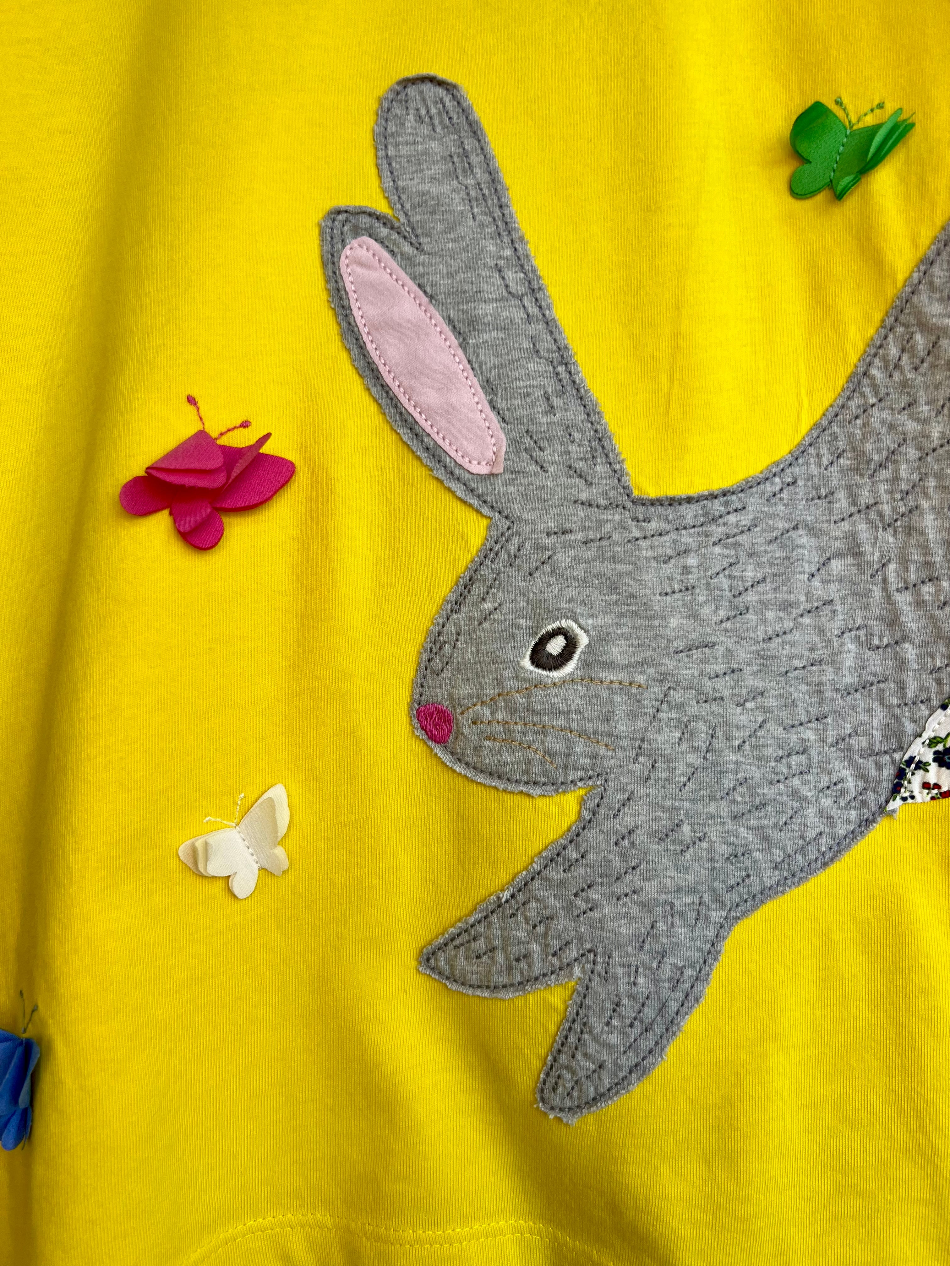 Boden Yellow Applique Bunny T-Shirt Age 9-10 Years