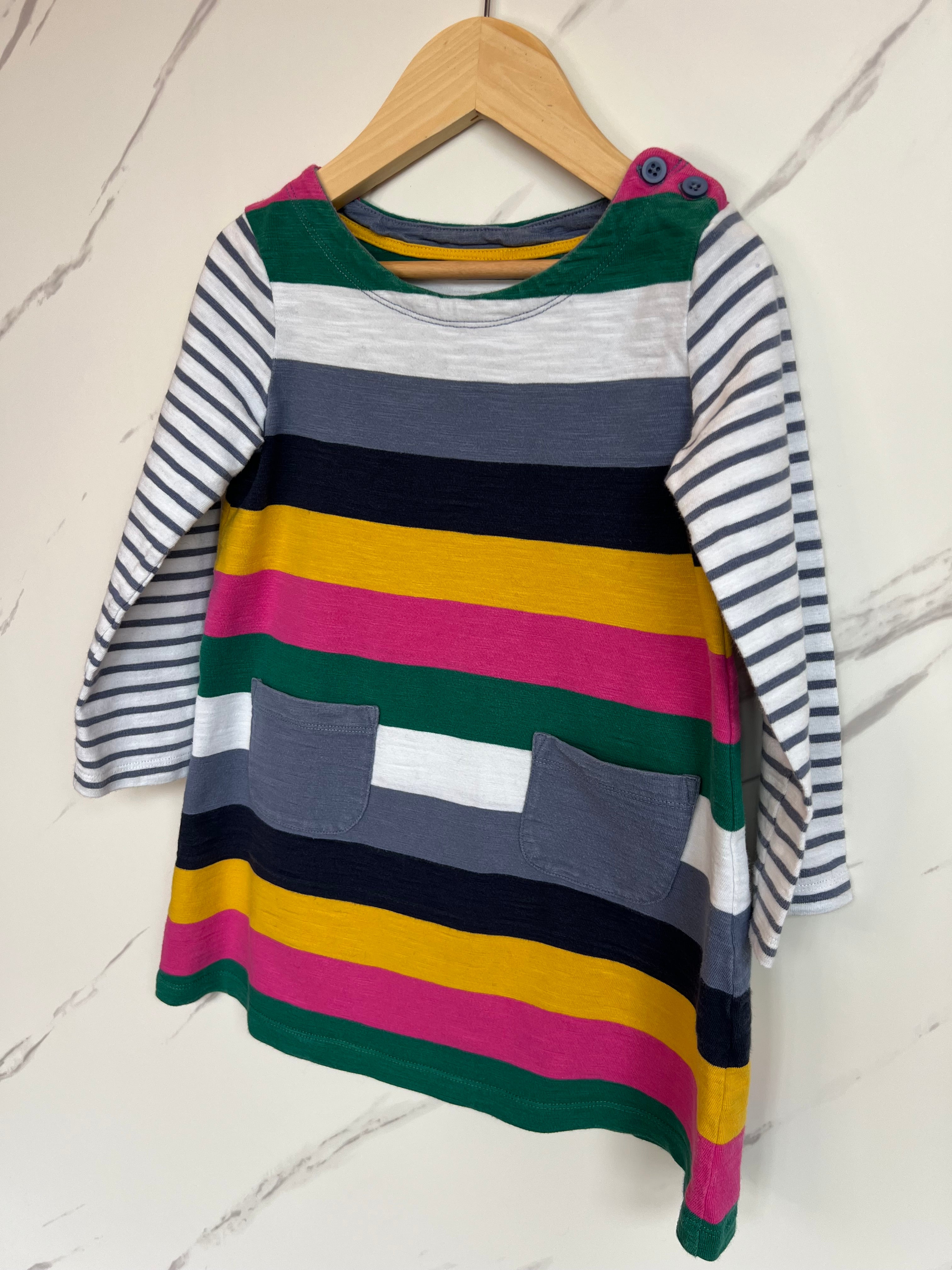 Boden Rainbow Striped Dress Age 3-4 Years