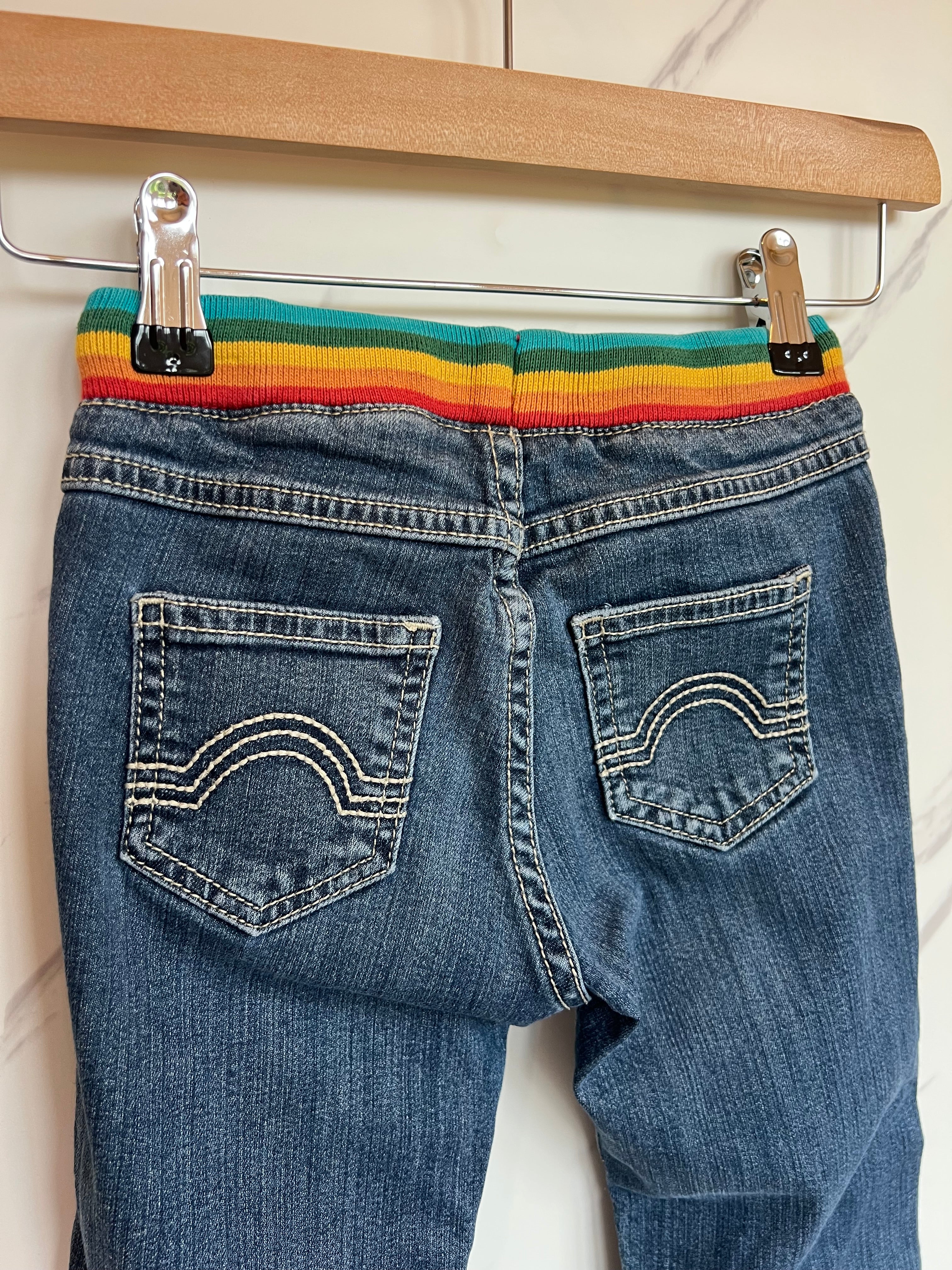 Frugi Jeans With Rainbow Band Age 4-5 Years