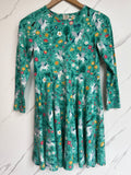 Frugi Green Horse Skater Dress Age 9-10 Years