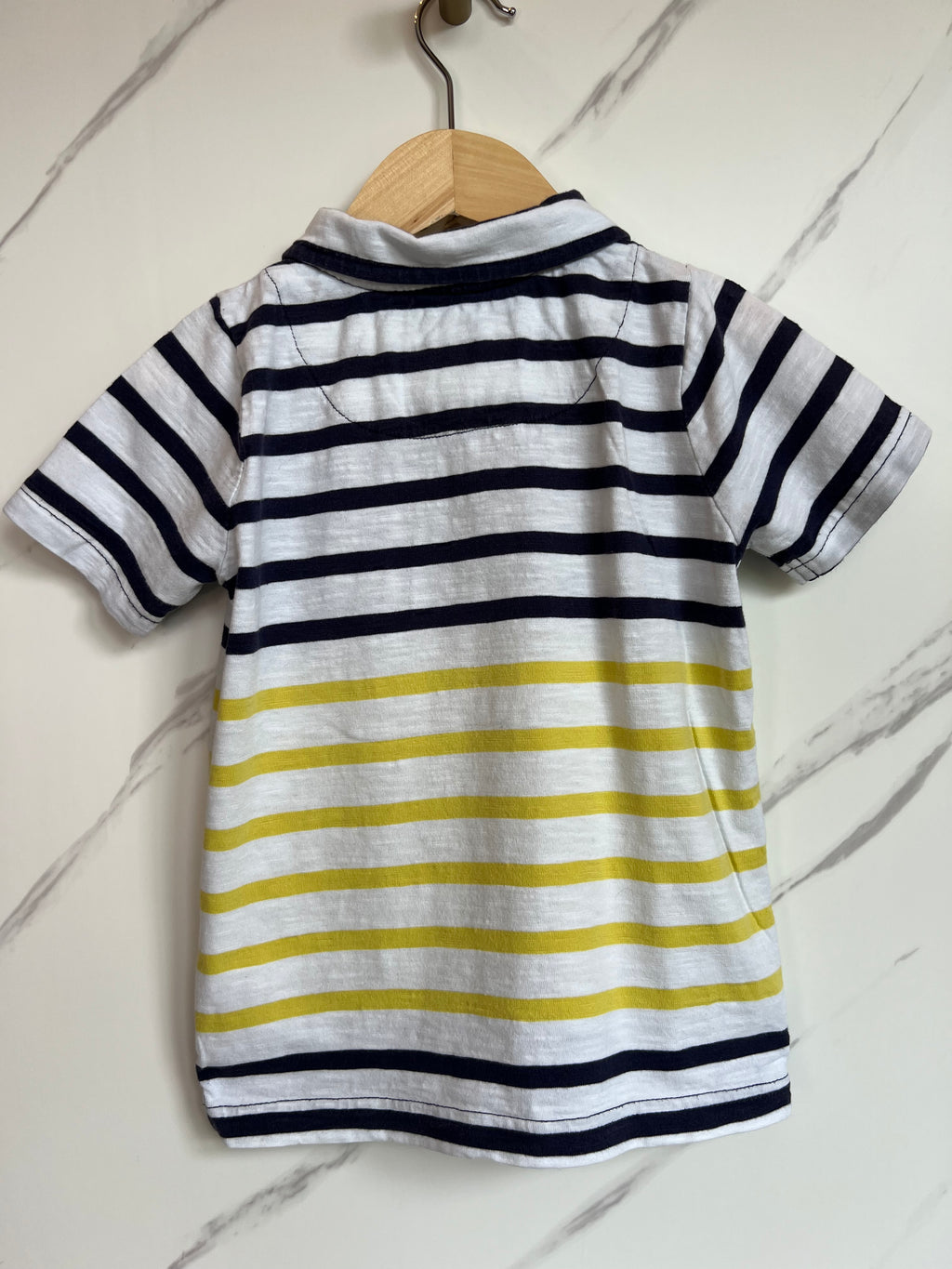 Boden Navy & Yellow Striped Polo Shirt Age 2-3 Years