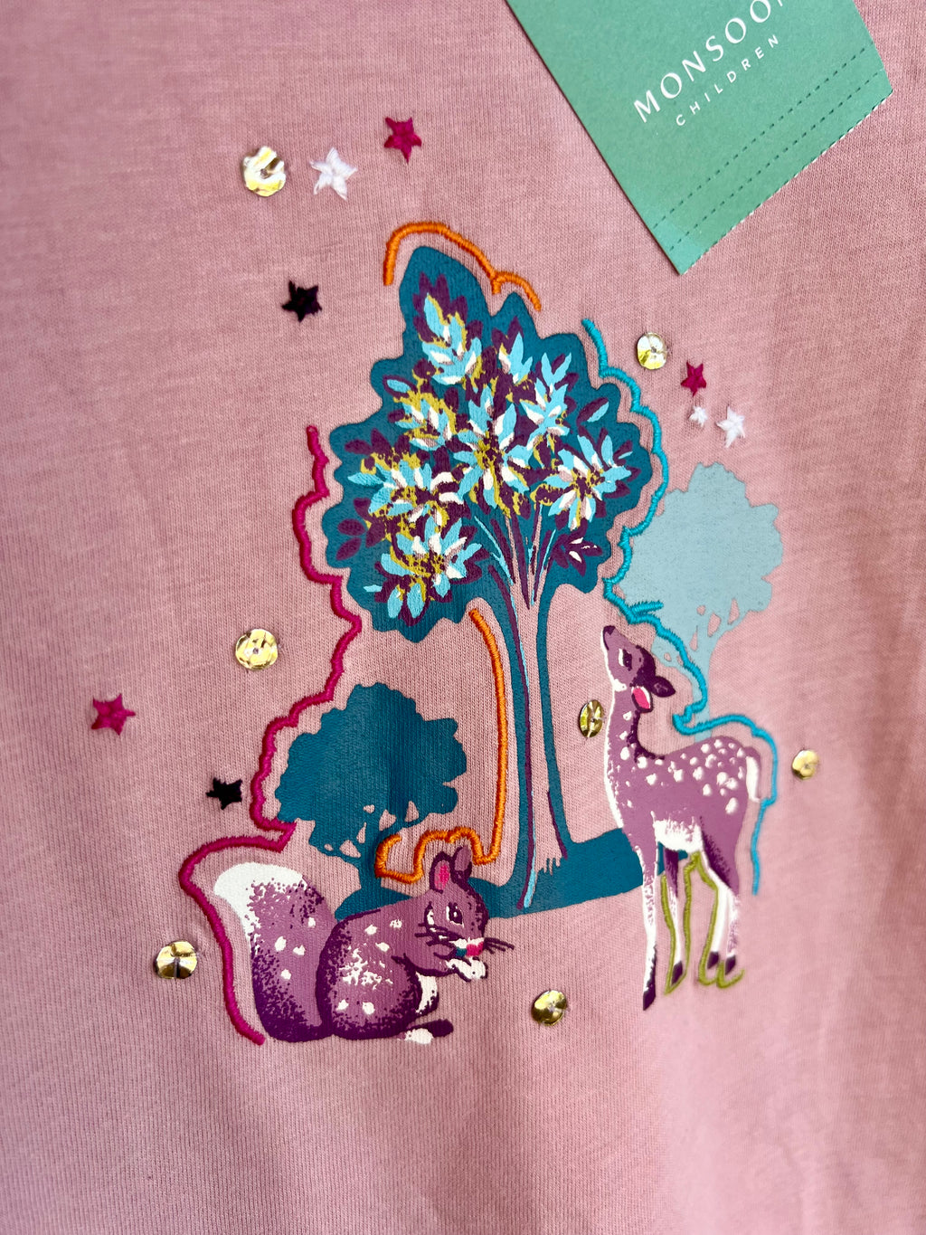 Monsoon Pink Woodland Scene Long-Sleeved Top Age 7-8 Years