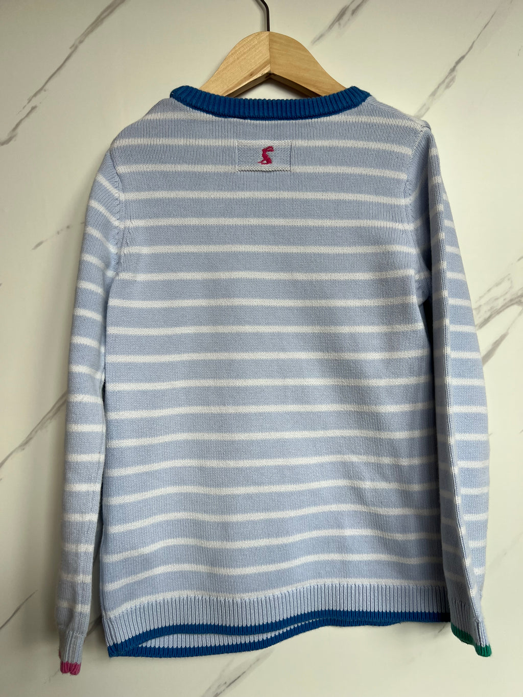 Joules Pale Blue Striped Zebra Jumper Age 9 Years