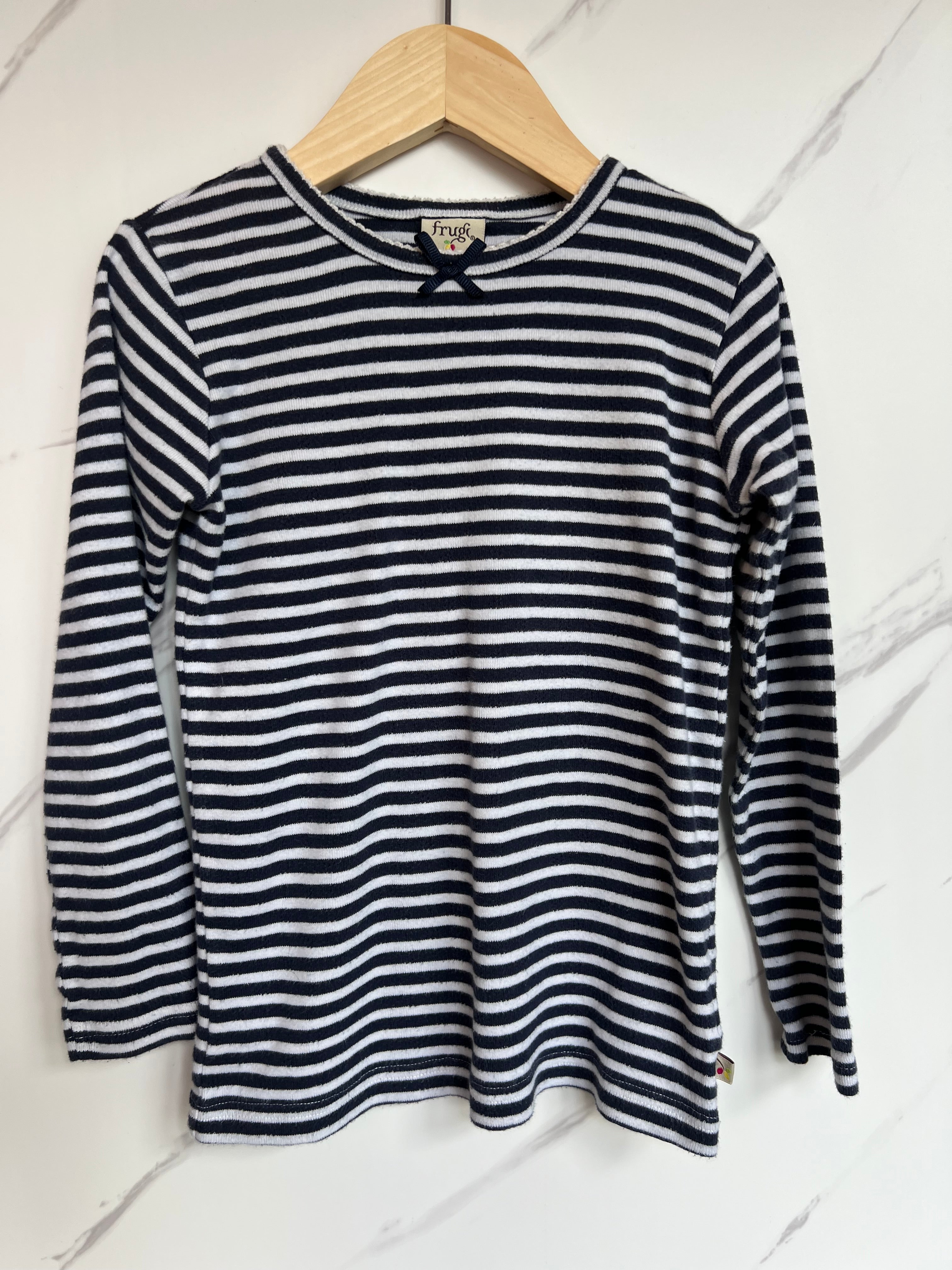 Frugi Navy & White Striped Pontelle Top Age 5-6 Years