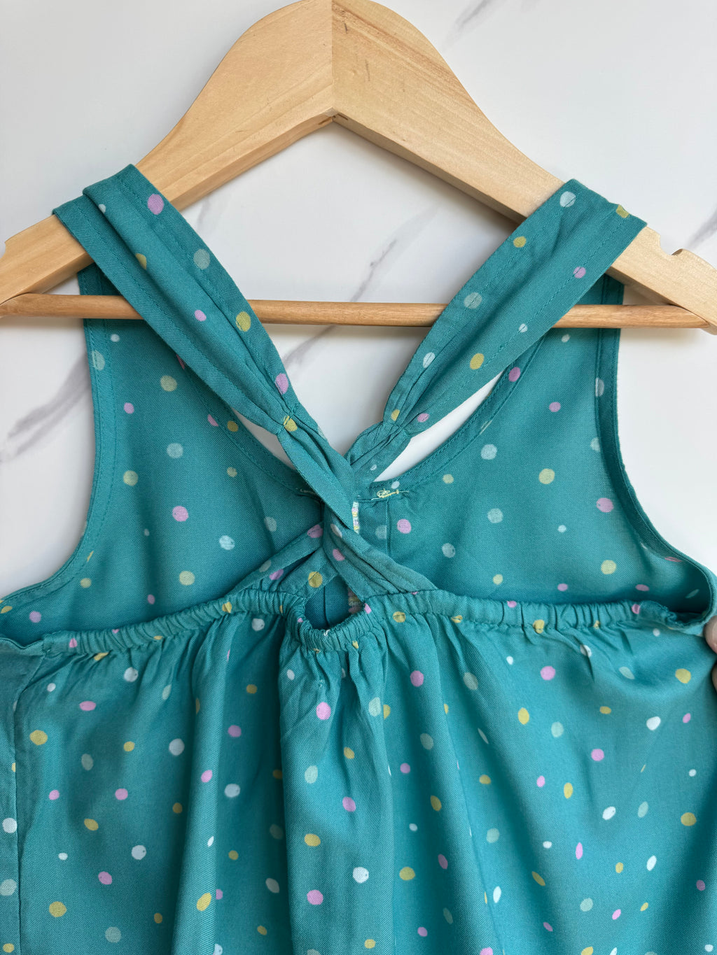 Fatface Teal Dotty Vest Top Age 8-9 Years