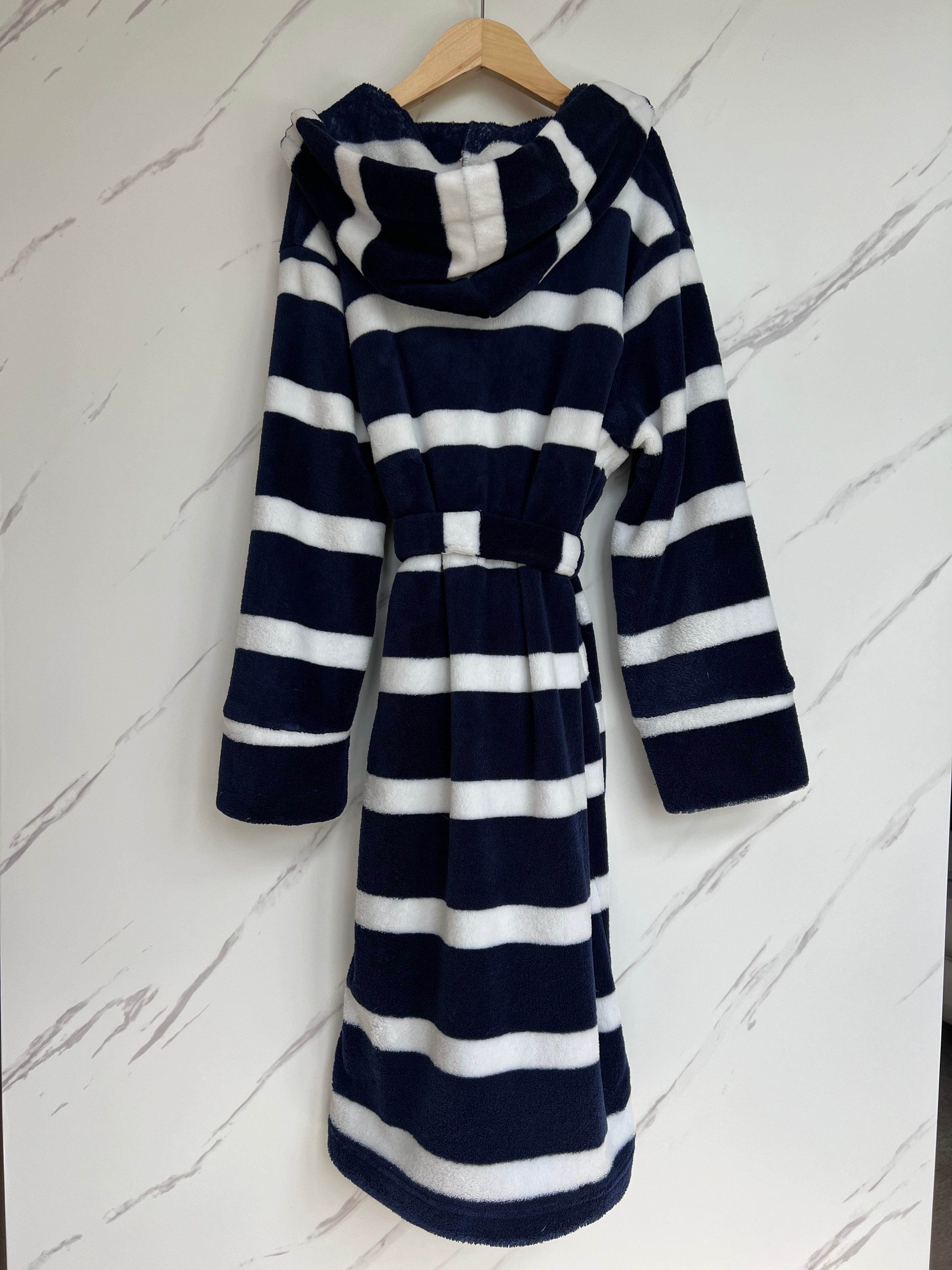 Boden Navy & White Striped Dressing Gown Age 8-9 Years