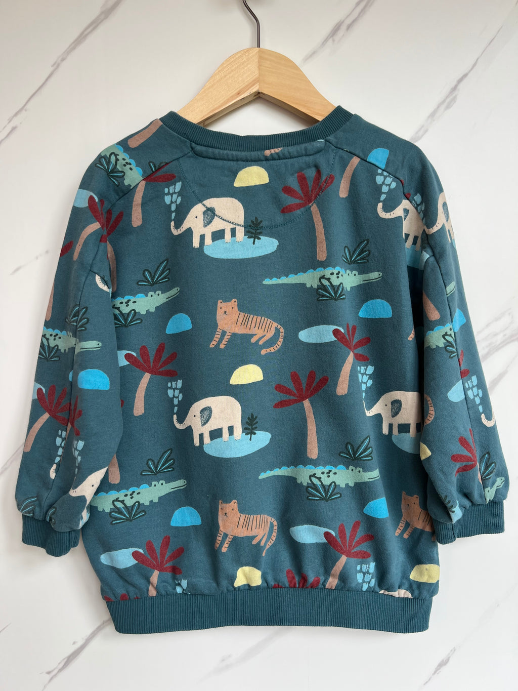 John Lewis Teal Jungle Animals Sweatshirt Age 3-4 Years