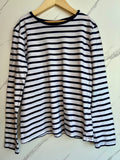 Boden Navy & White Striped Long-Sleeved Top Age 11-12 Years