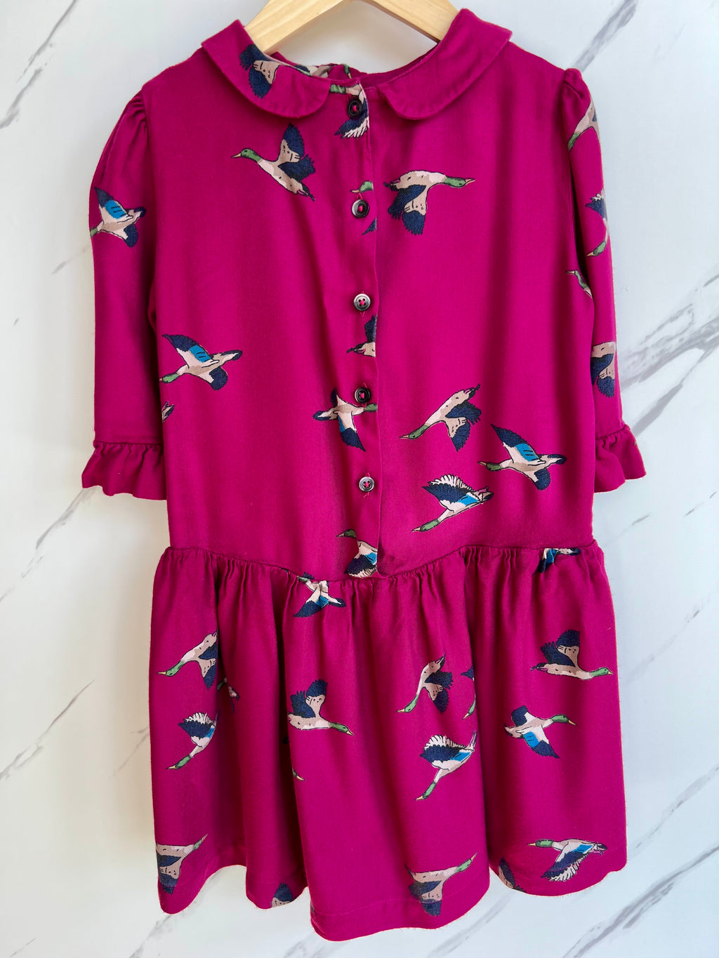 Joules Fuchsia Flying Ducks Dress Age 6-7 Years