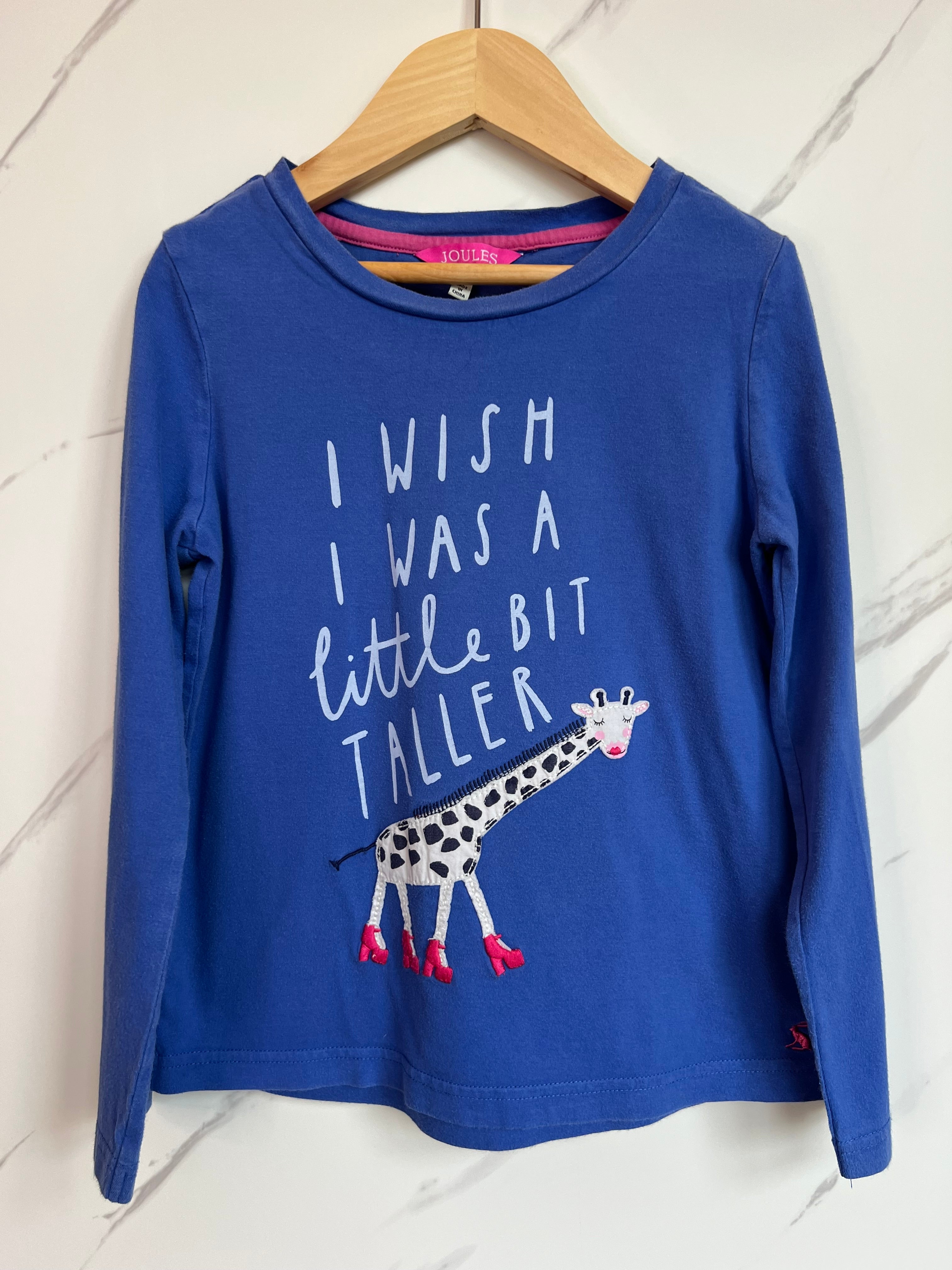Joules Blue Giraffe Long-Sleeved Top Age 7-8 Years