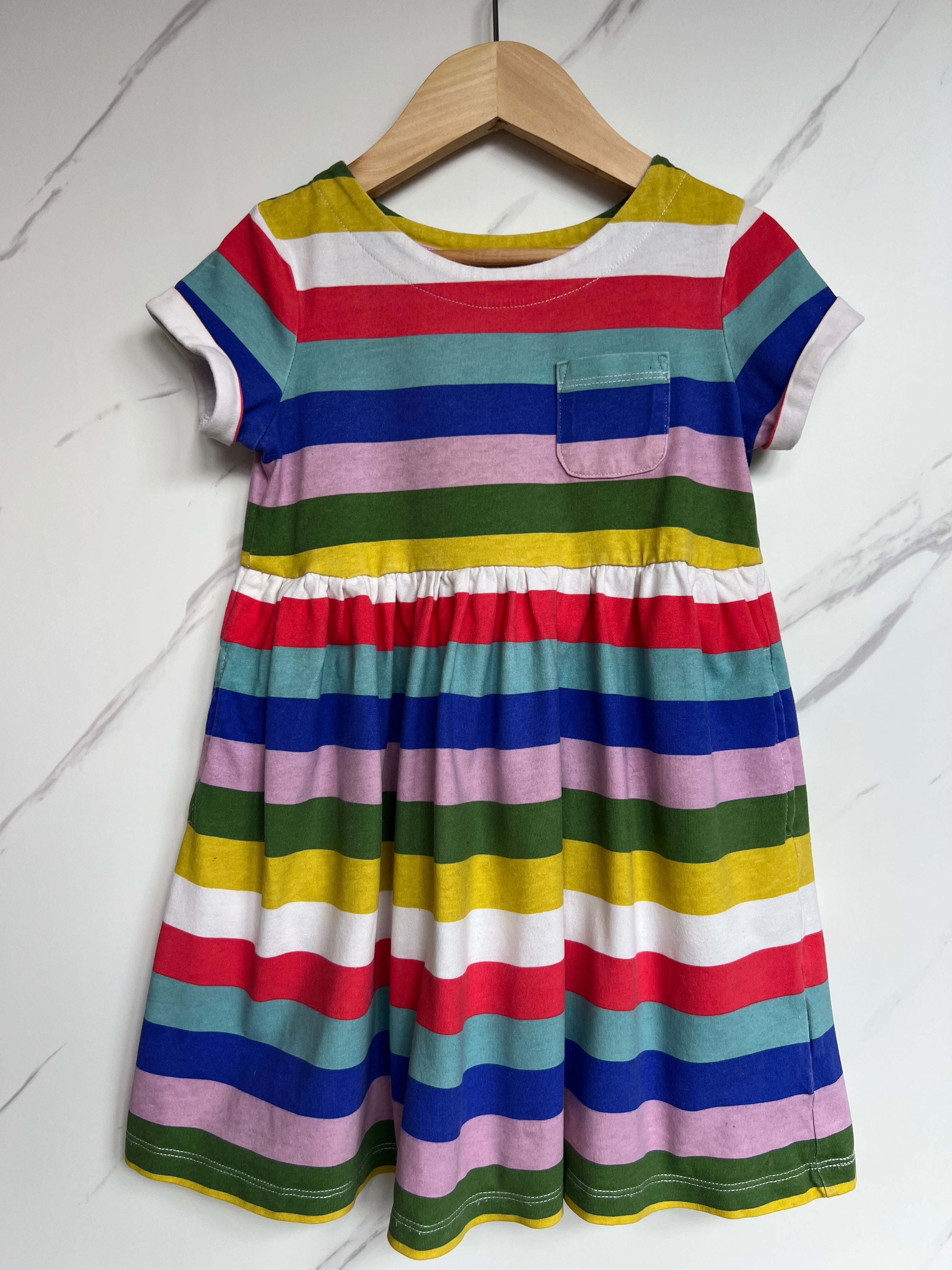 Boden Rainbow Stripes Flared Jersey Dress Age 5-6 Years
