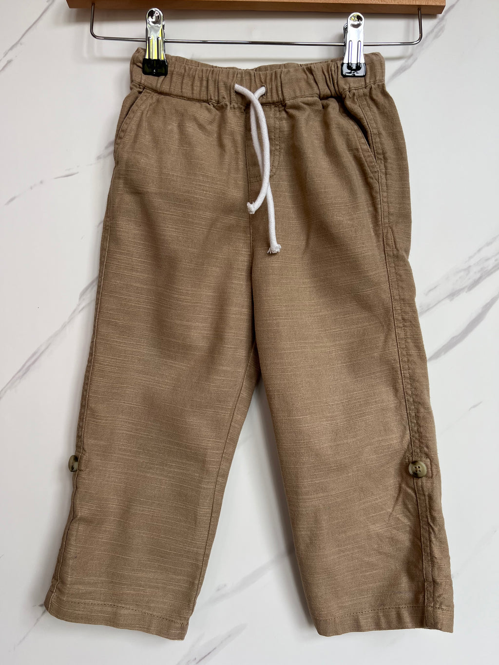 Monsoon Brown Linen Trousers Age 2-3 Years