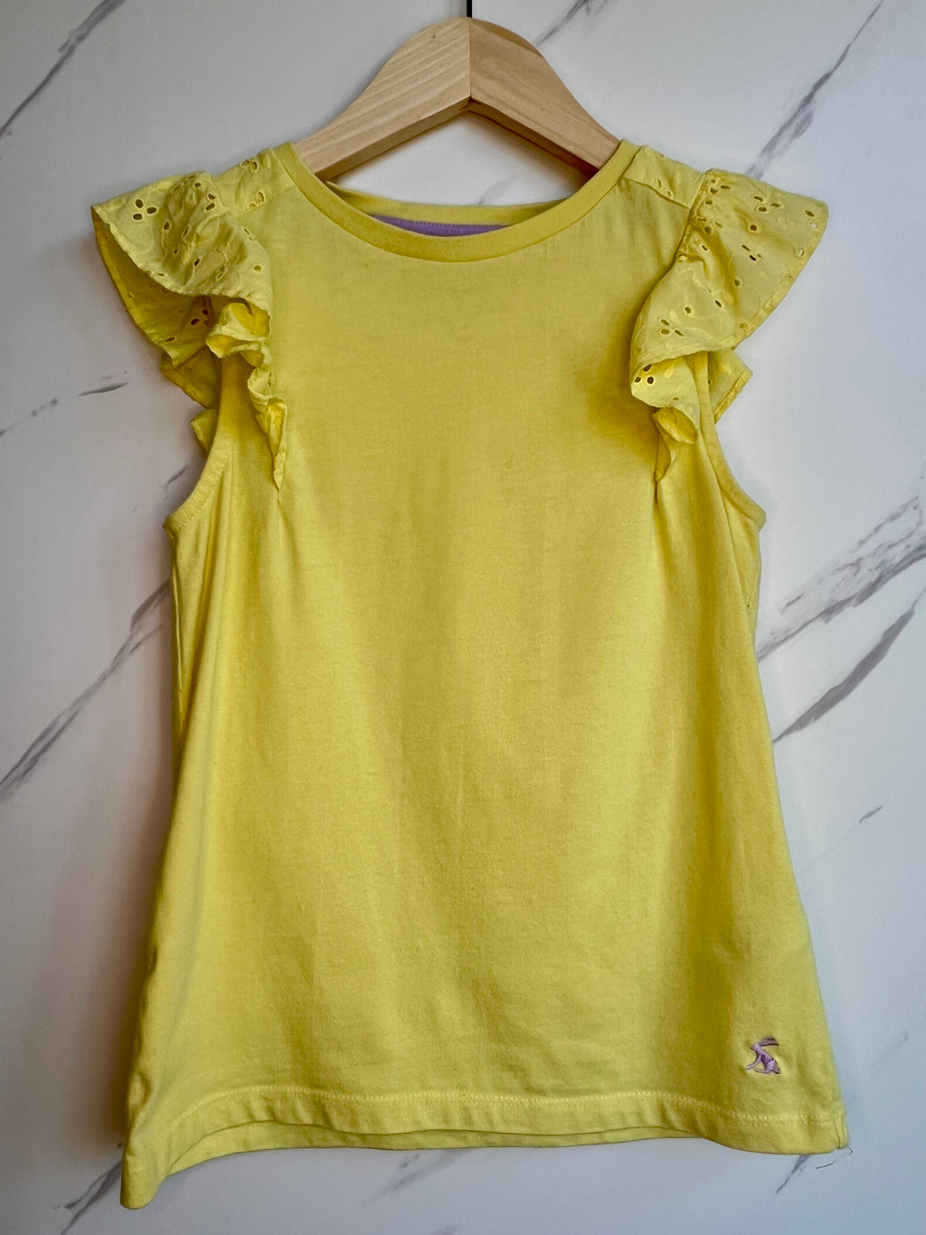 Joules Yellow Lace Detail T-shirt Age 6-7 Years