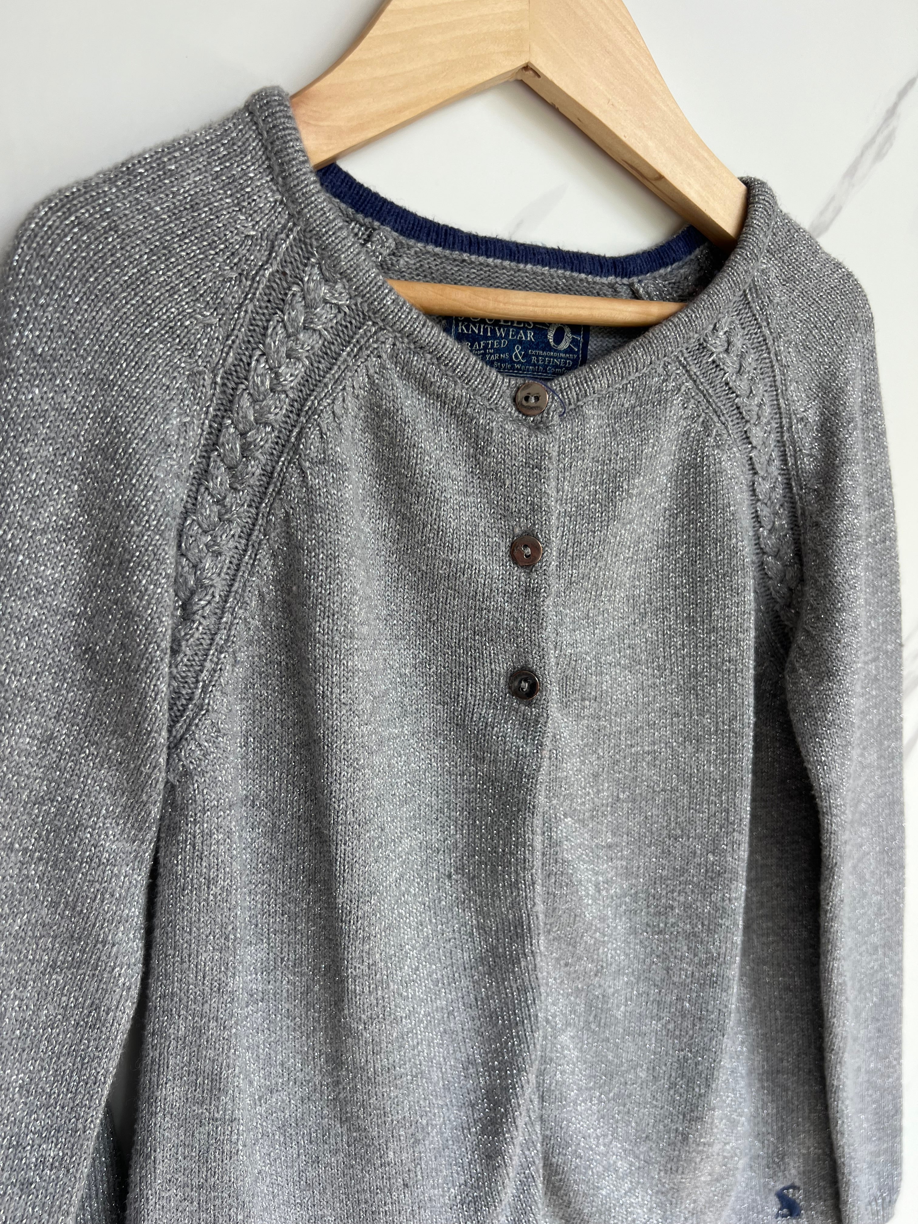 Joules Sparkly Grey Cardigan Age 7-8 Years
