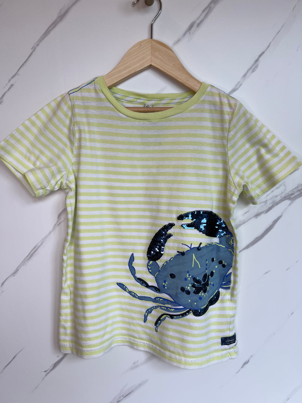 Joules Yellow Striped Crab T-Shirt Age 7-8 Years
