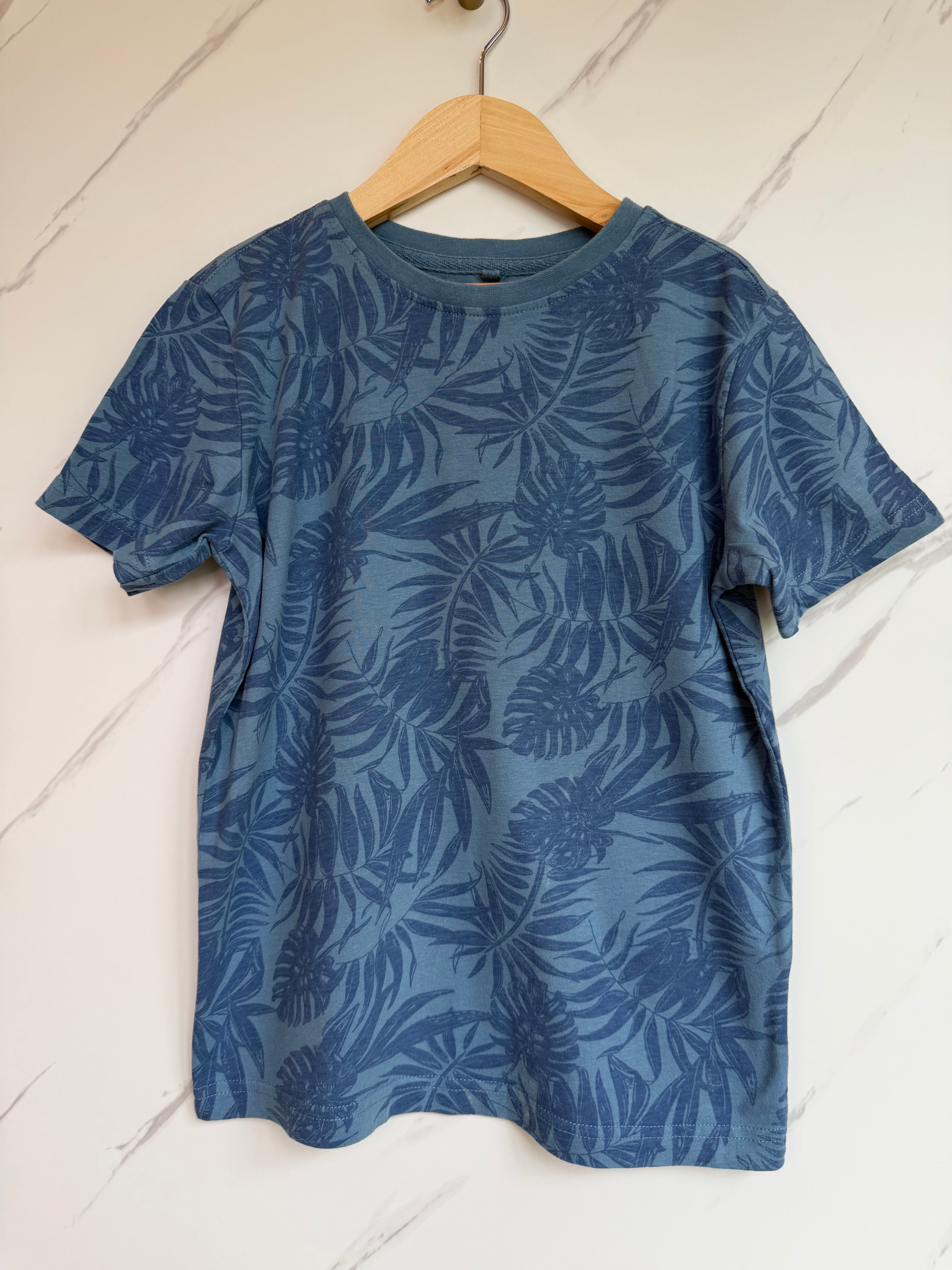 FatFace Blue Tropical Leaves T-Shirt Age 6-7 Years