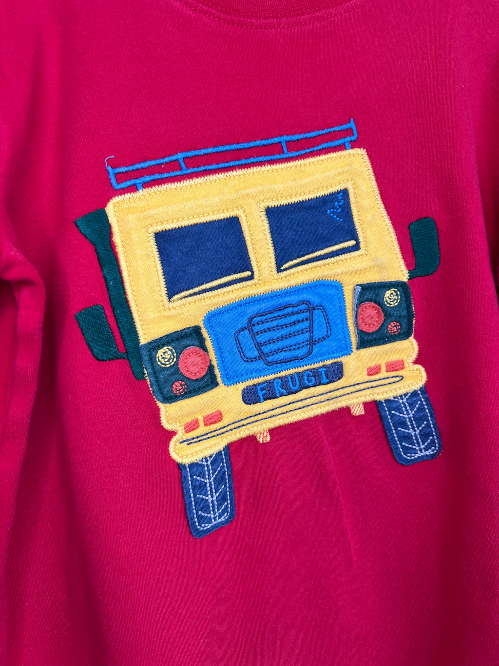Frugi Red Landrover Long-Sleeved Top Age 6-7 Years