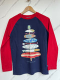 FatFace Navy & Red Surf Board Long-Sleeved Top Age 12-13 Years
