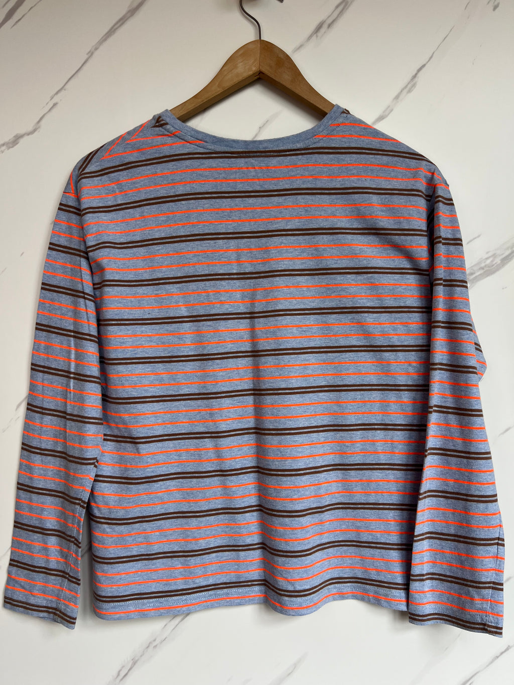 Boden Grey & Orange Striped Long-Sleeved Top Age 11-12 Years