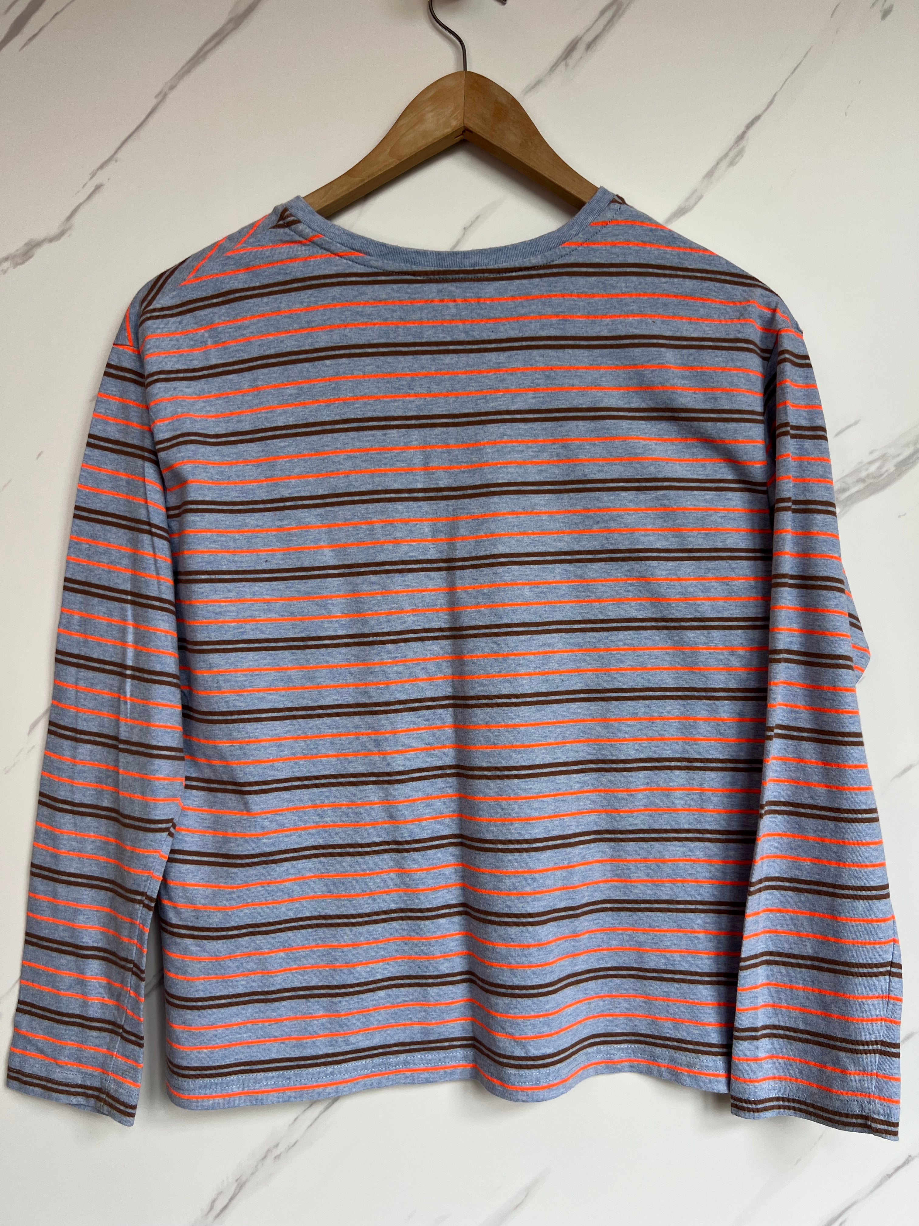 Boden Grey & Orange Striped Long-Sleeved Top Age 11-12 Years