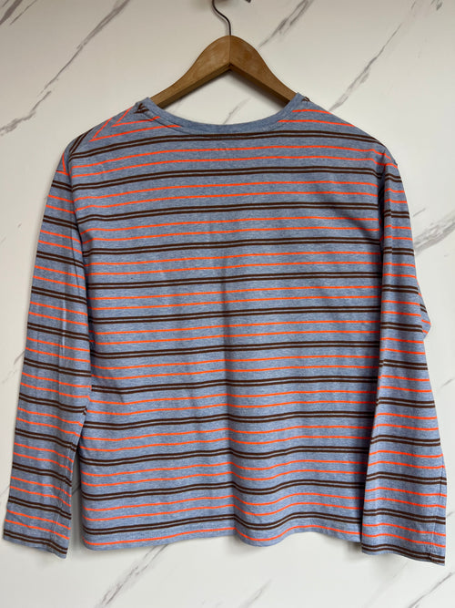 Boden Grey & Orange Striped Long-Sleeved Top Age 11-12 Years