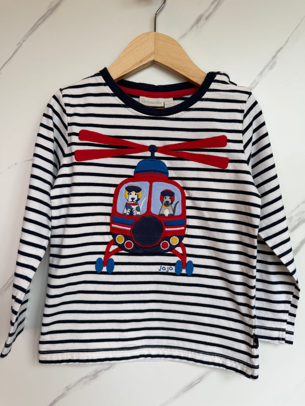 JoJo Maman Bebe Helicopter Long-Sleeved Top Age 4-5 Years