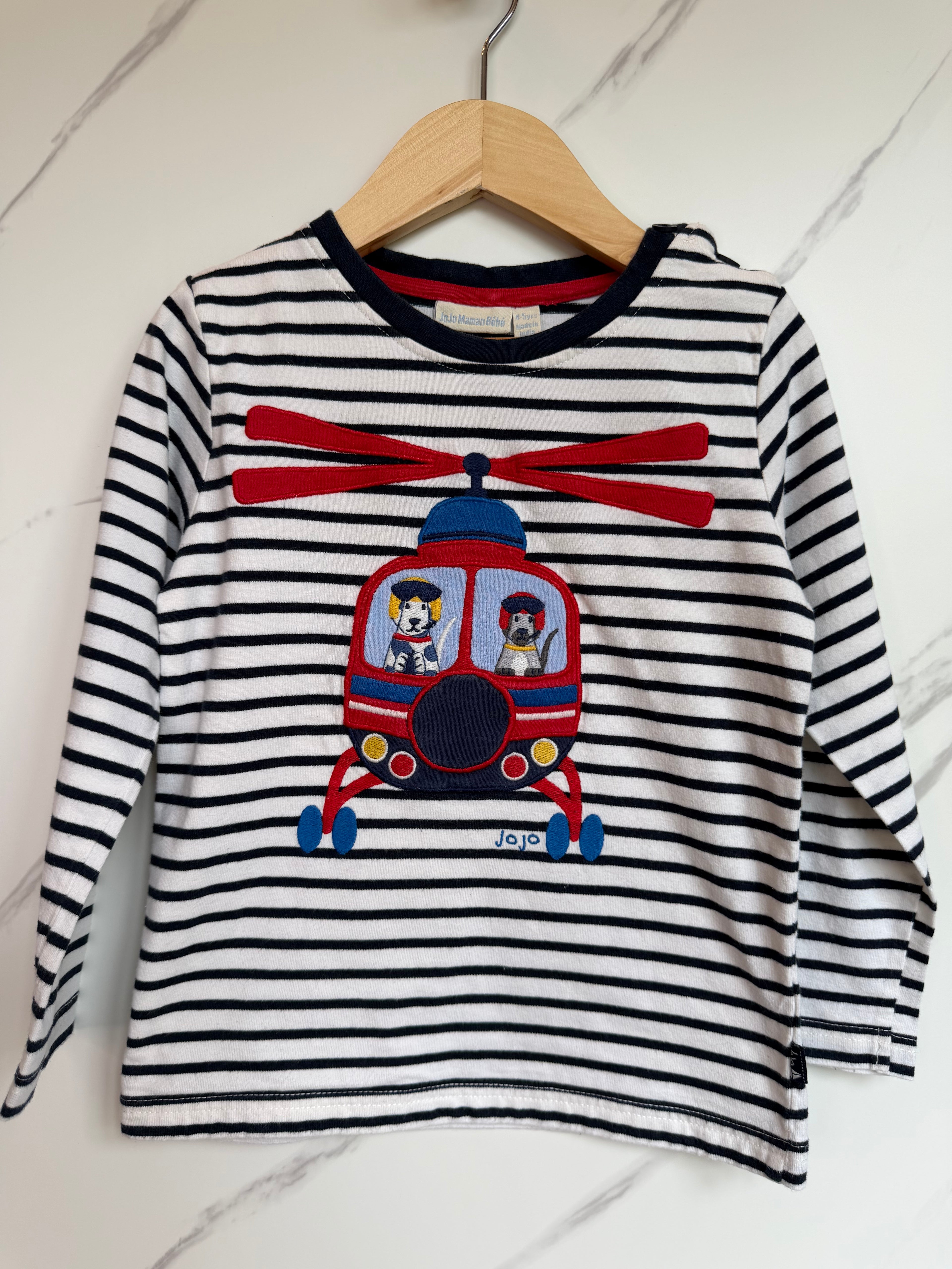 JoJo Maman Bebe Helicopter Long-Sleeved Top Age 4-5 Years
