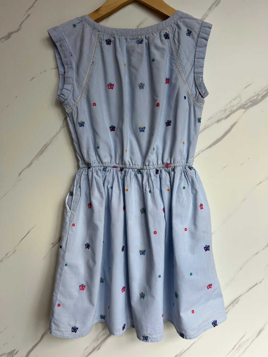 GAP Pale Blue Embroidered Flower Dress Age 10 Years