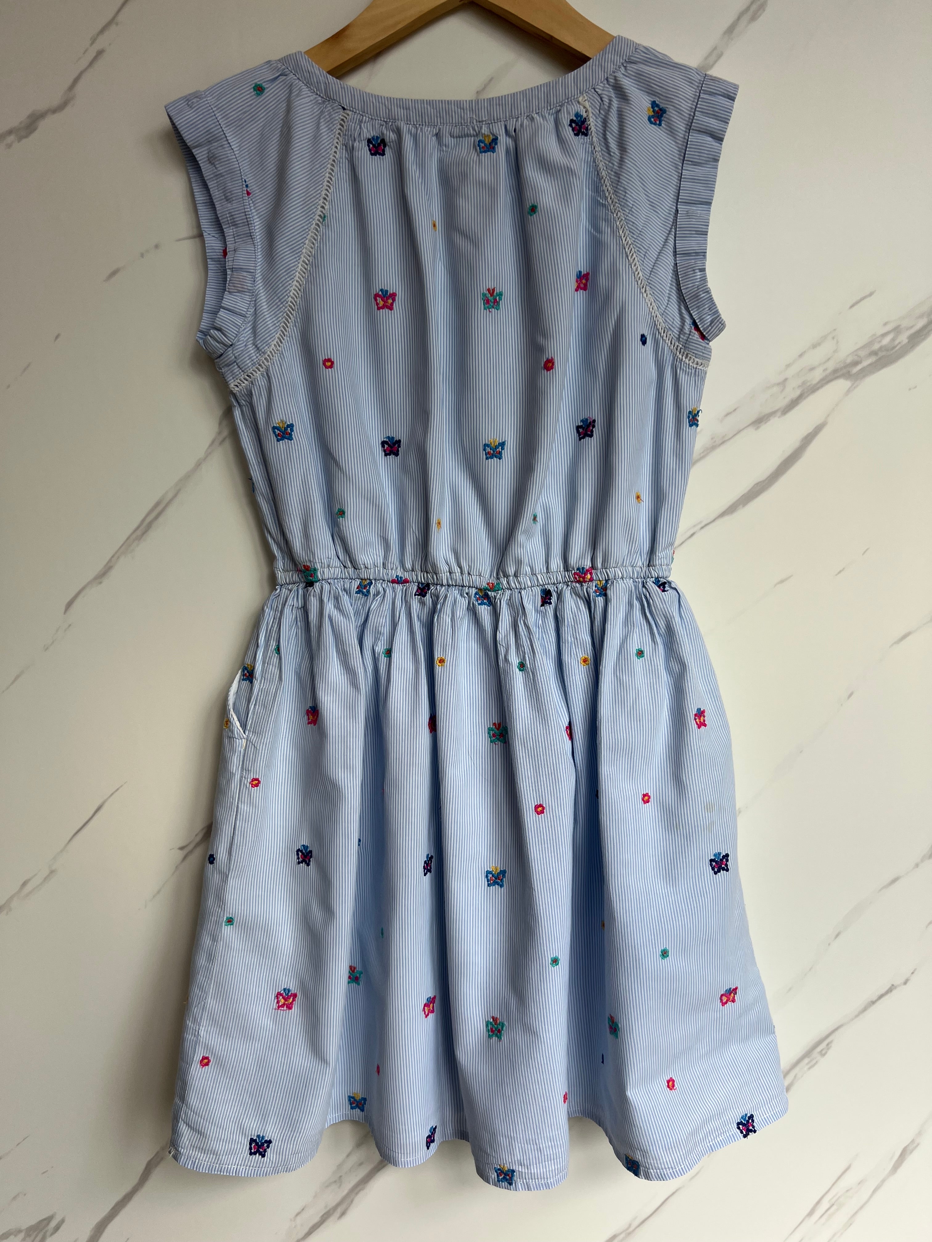 GAP Pale Blue Embroidered Flower Dress Age 10 Years