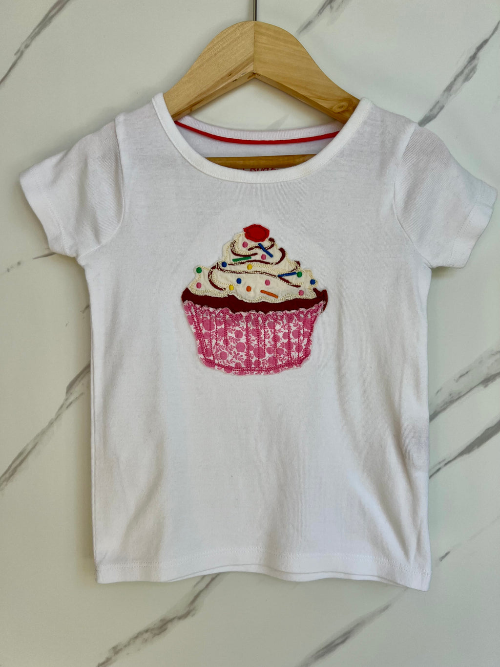 Boden White cupcake T-Shirt Age 2-3 Years