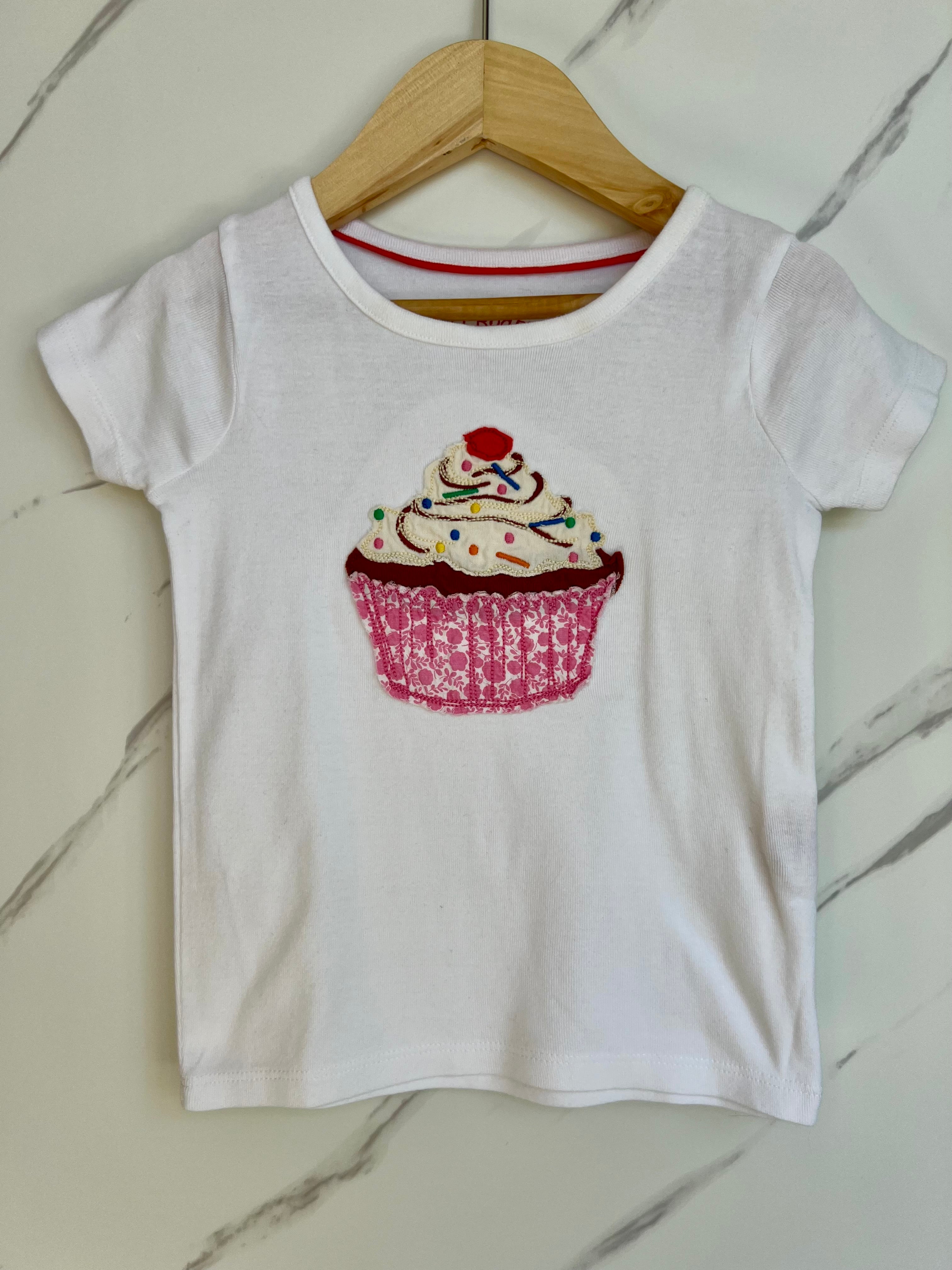 Boden White cupcake T-Shirt Age 2-3 Years
