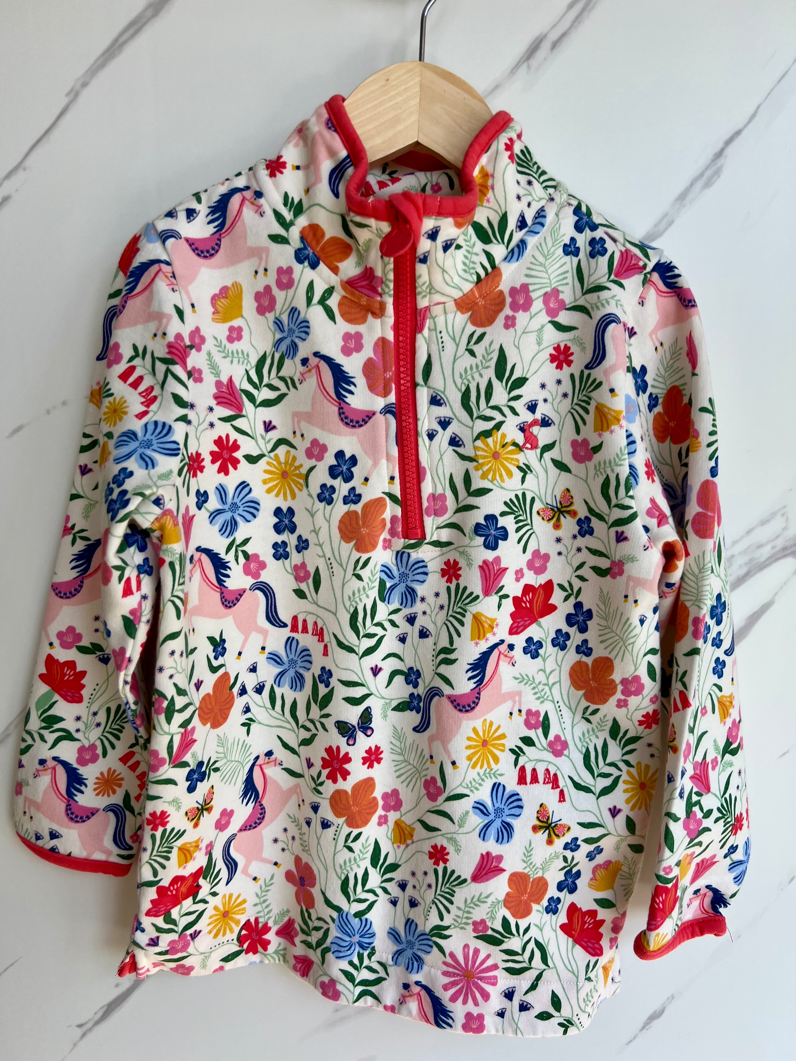 Joules Floral Pony Half-Zipped Sweatshirt Age 5-6 Years