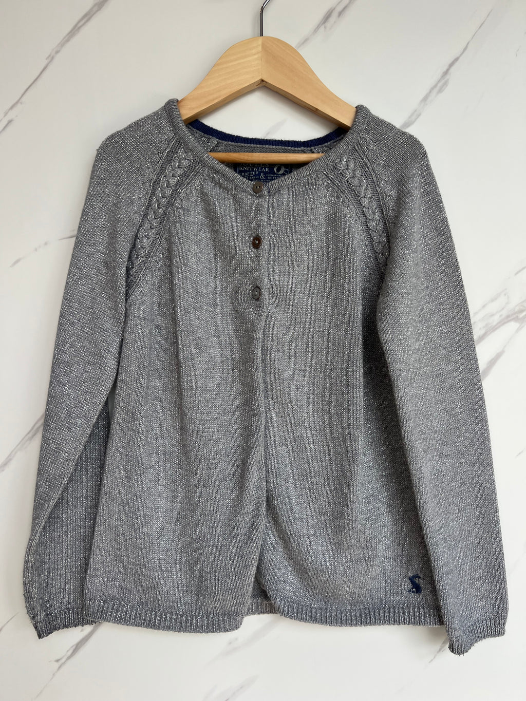 Joules Sparkly Grey Cardigan Age 7-8 Years