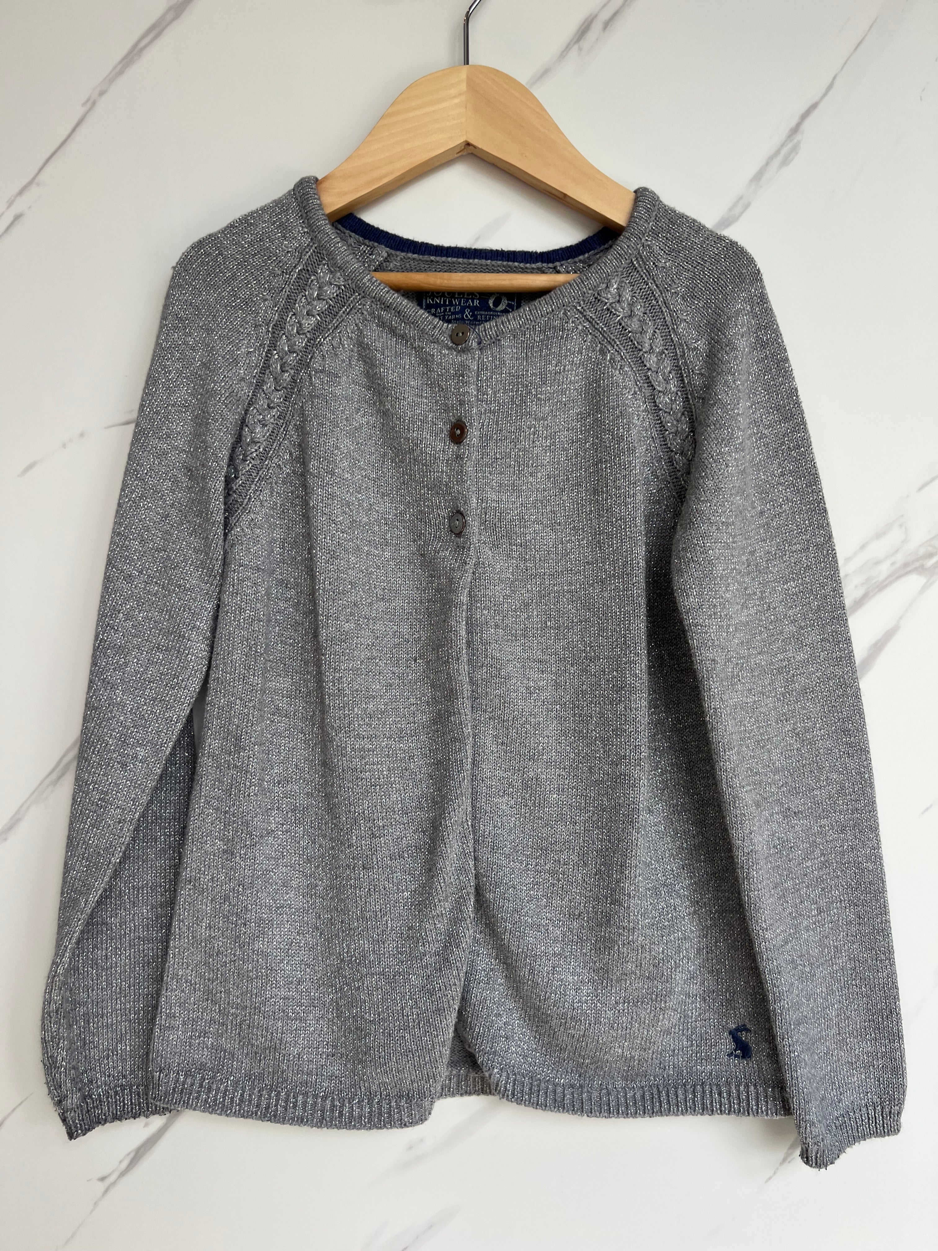 Joules Sparkly Grey Cardigan Age 7-8 Years