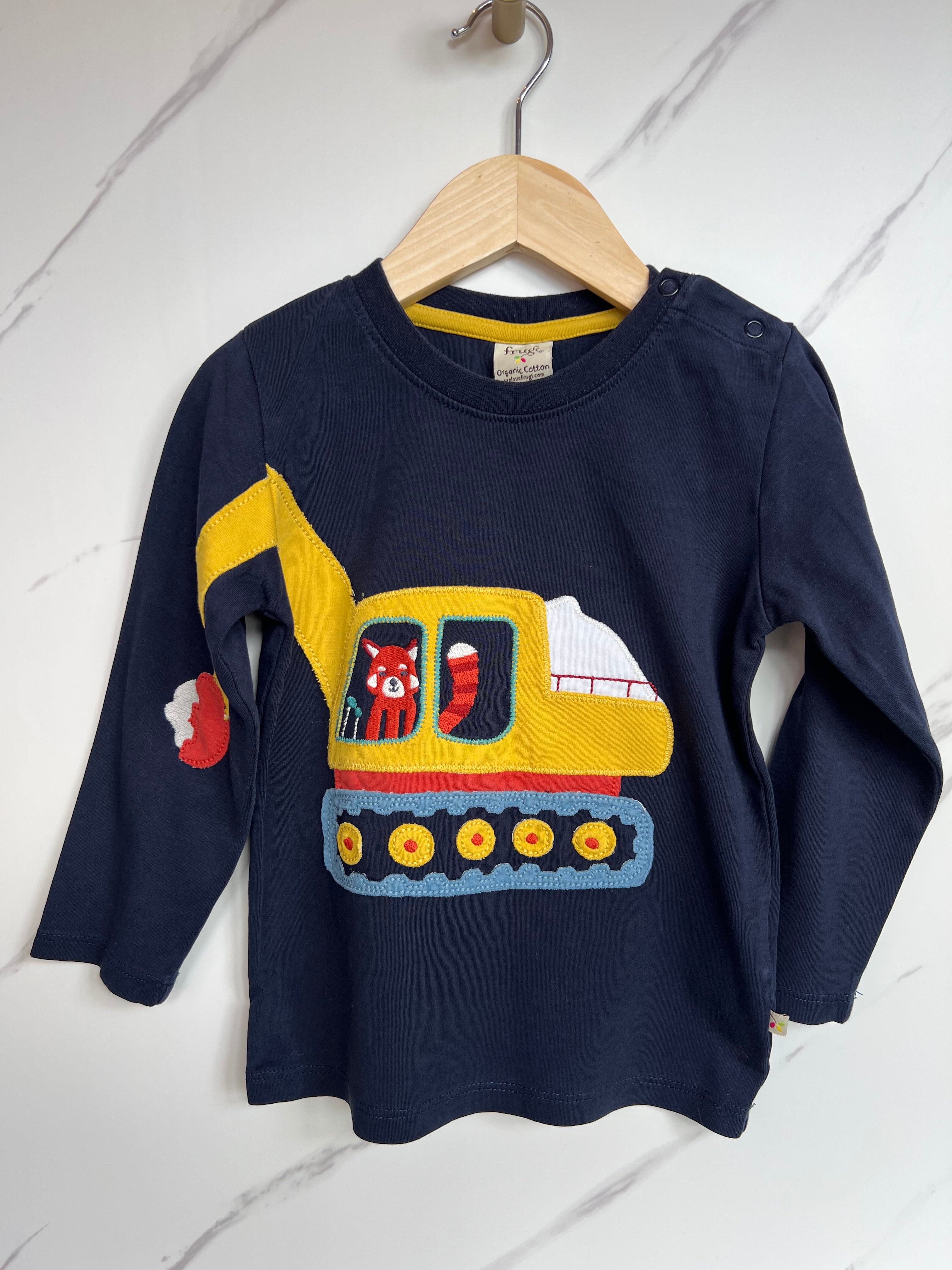 Frugi Navy Digger Arm Long-Sleeved Top Age 3-4 Years