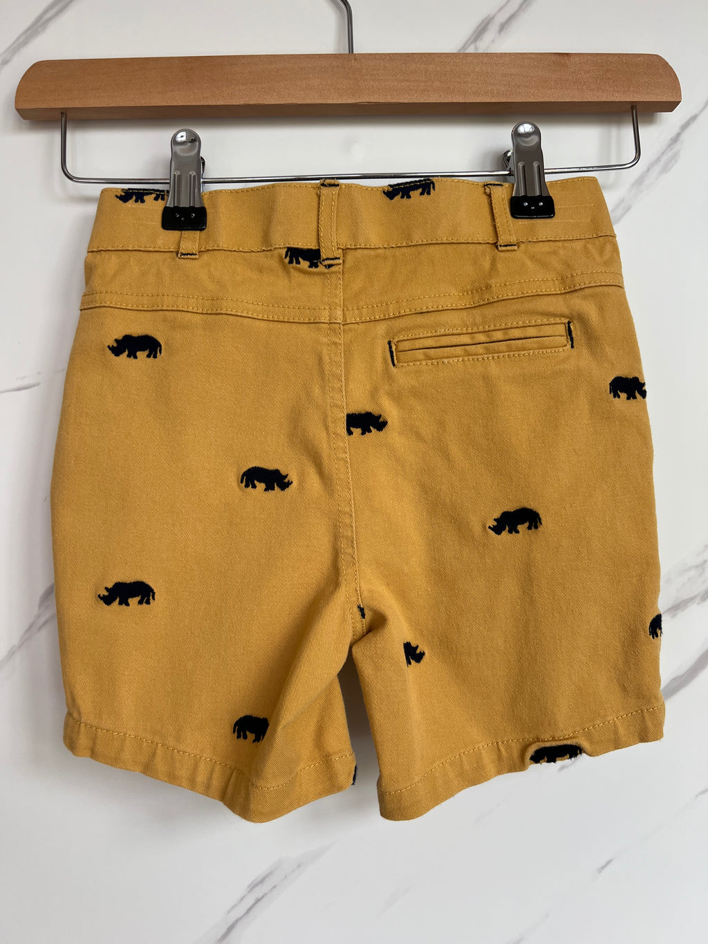 Monsoon Yellow Rhino Embroidered Shorts Age 2-3 Years