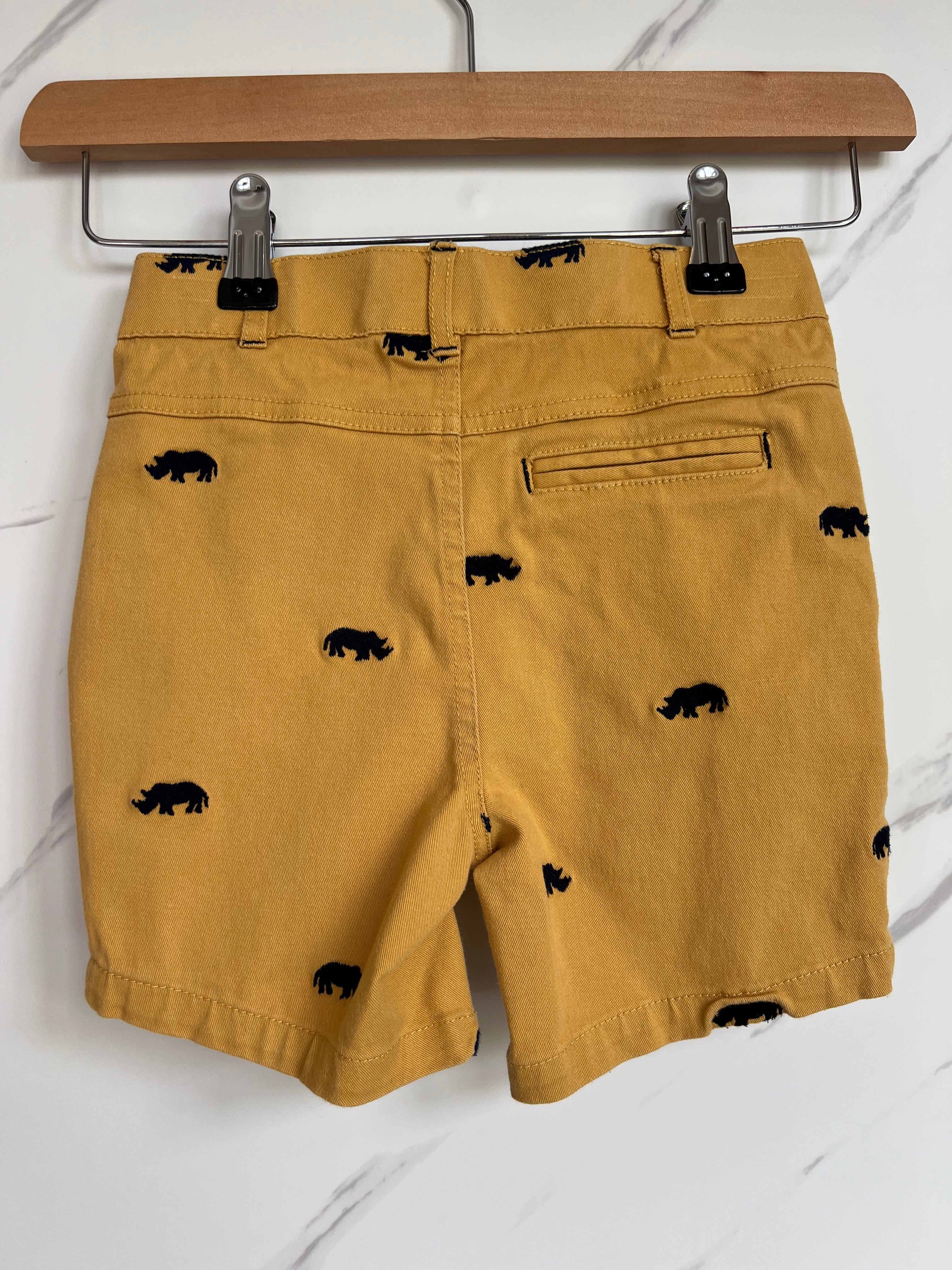 Monsoon Yellow Rhino Embroidered Shorts Age 2-3 Years