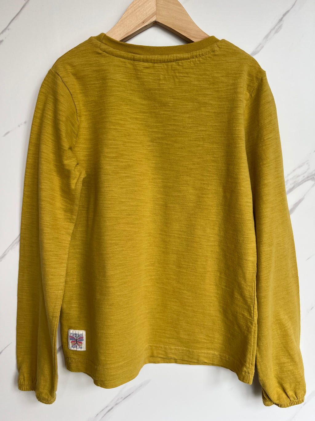 FatFace Mustard Coloured Top with Bird Design Age 9-10 Years