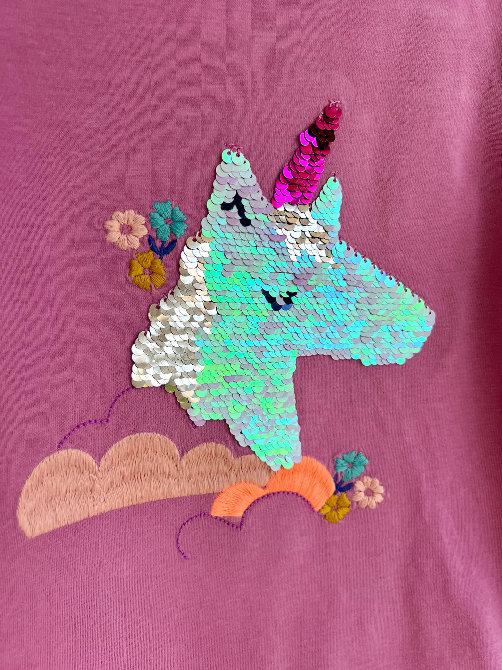 M&S Pink Sequinned Unicorn Long-Sleeved Top Age 6-7 Years