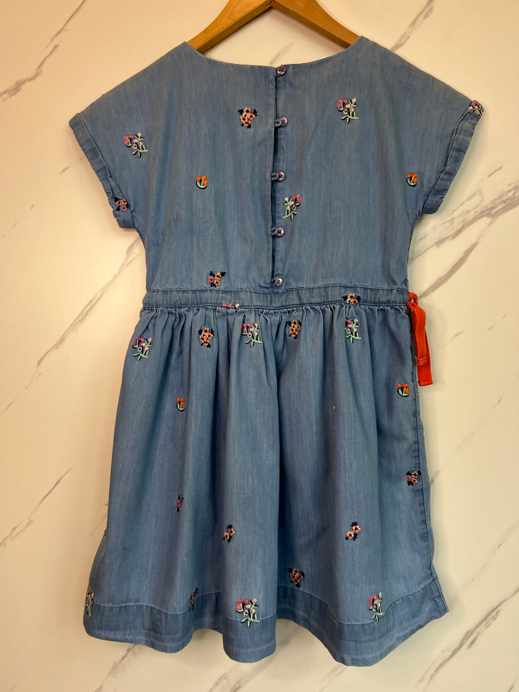 John Lewis Embroidered Chambray Dress Age 6-7 Years